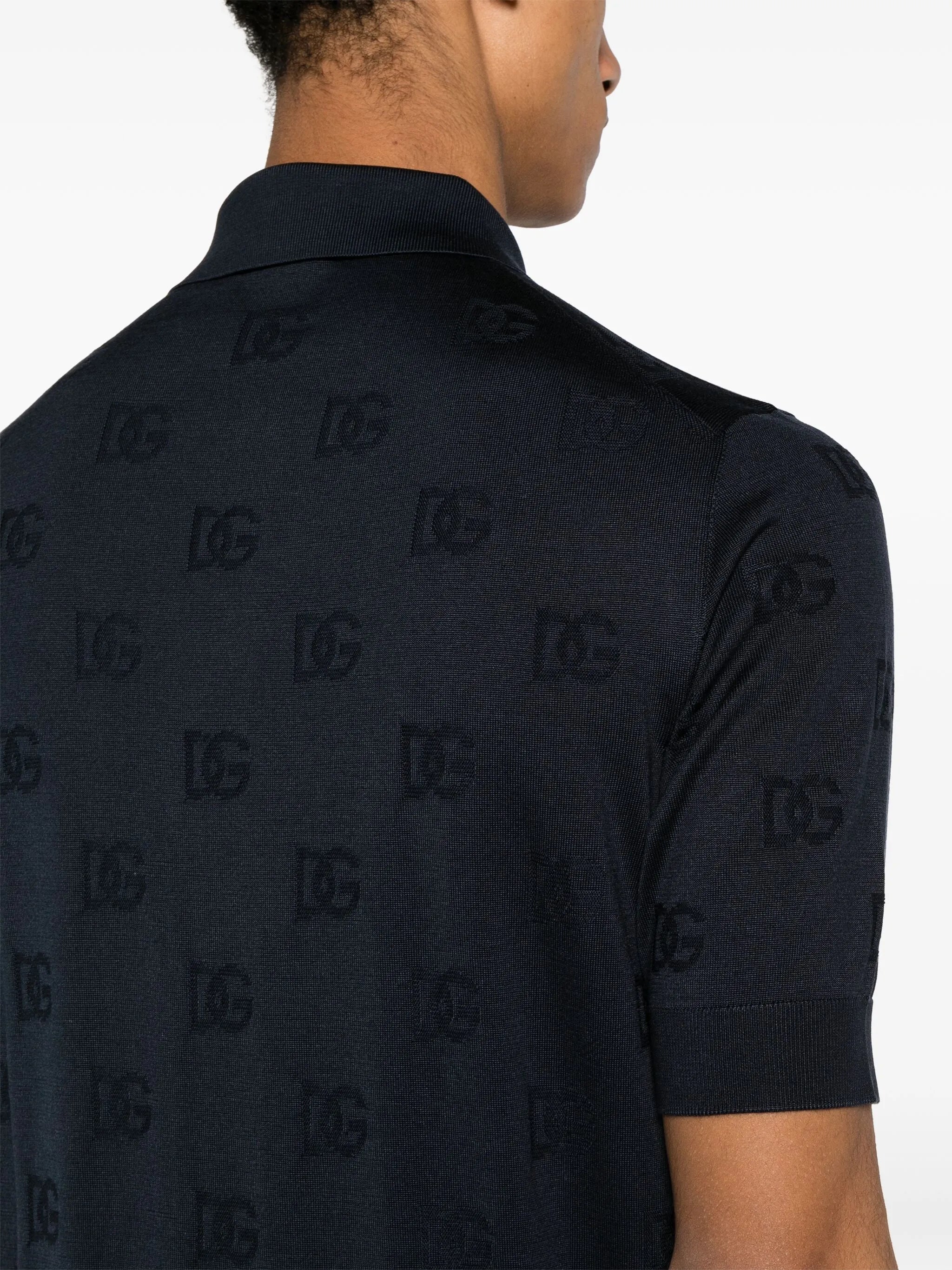 logo-jacquard silk polo shirt