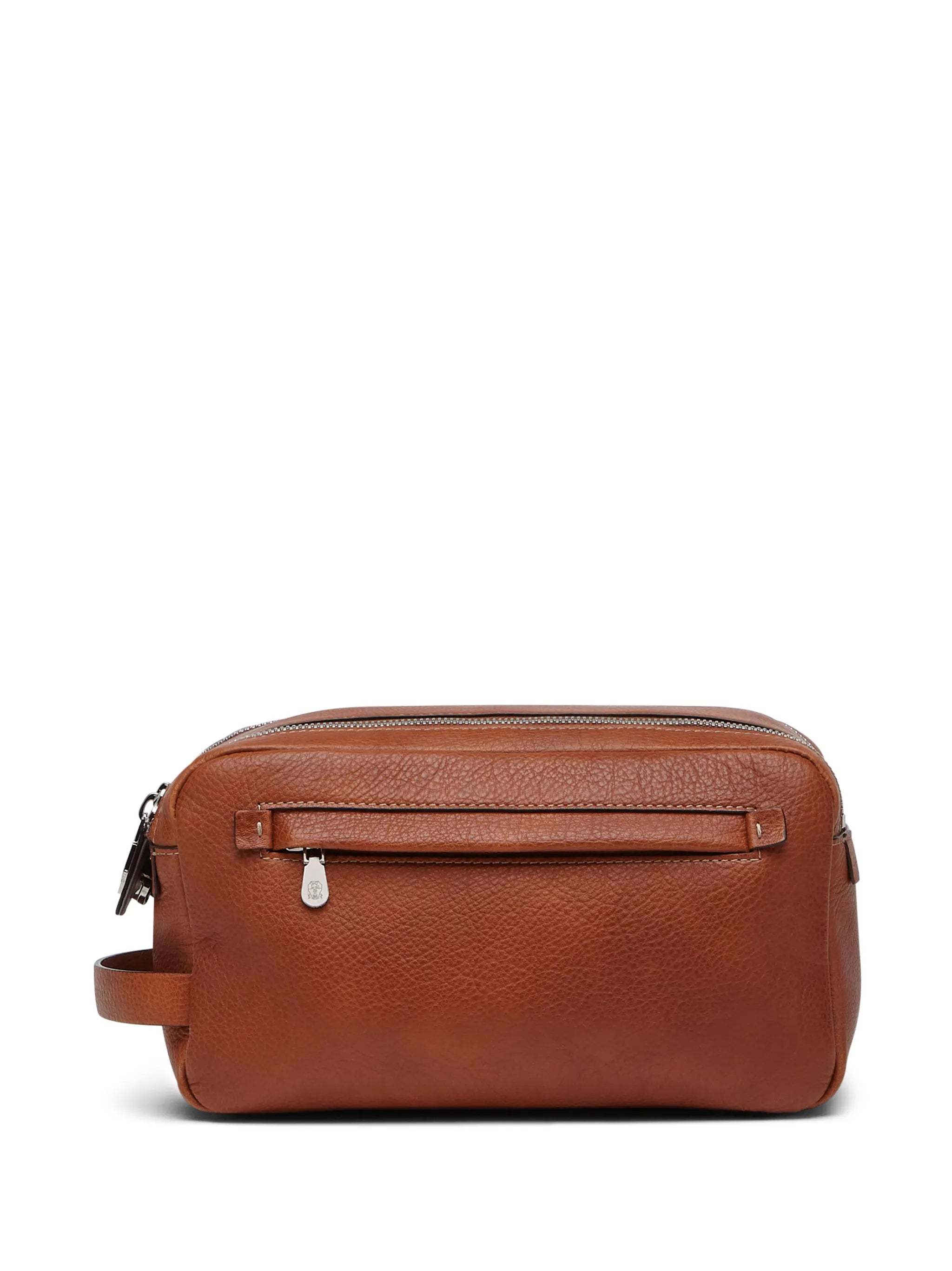 grained-leather wash bag