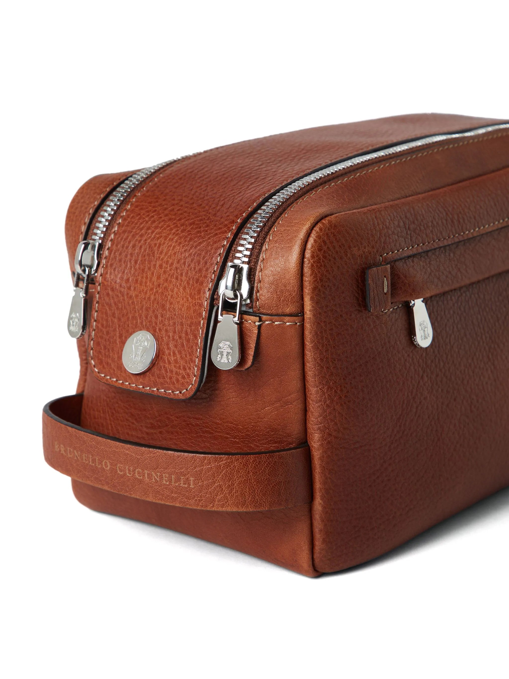 grained-leather wash bag
