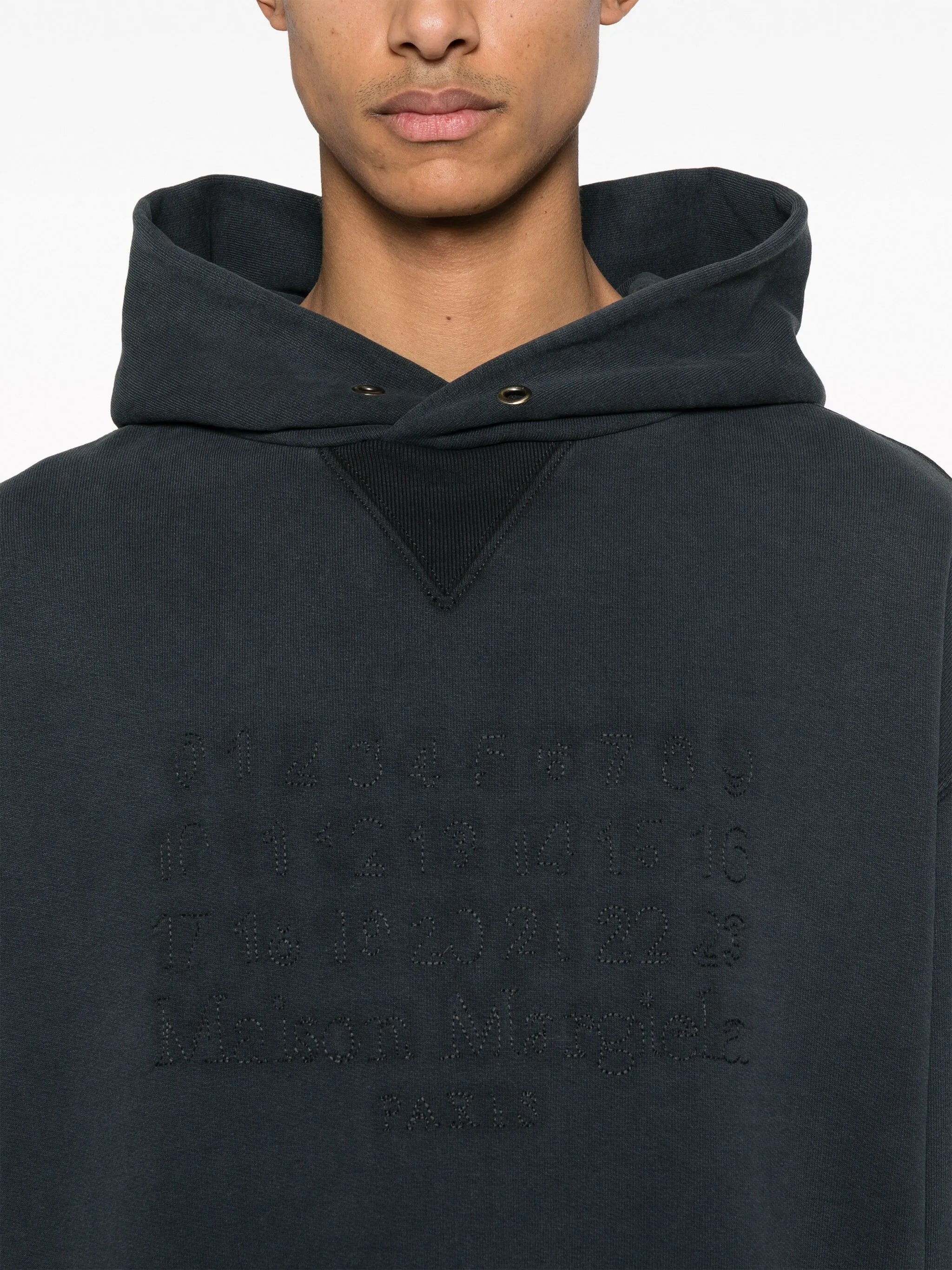 numbers-motif cotton hoodie