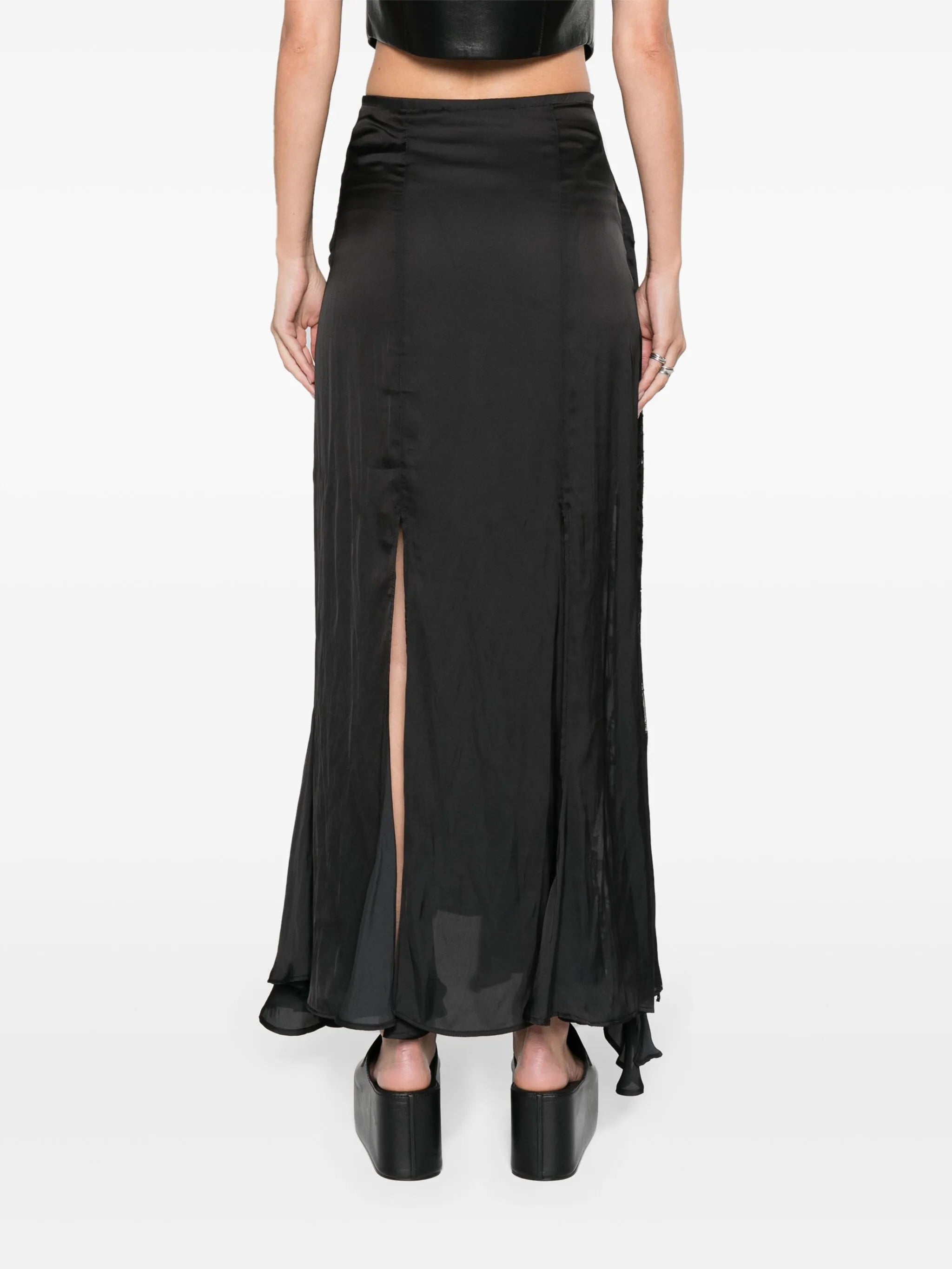high-waist satin maxi skirt