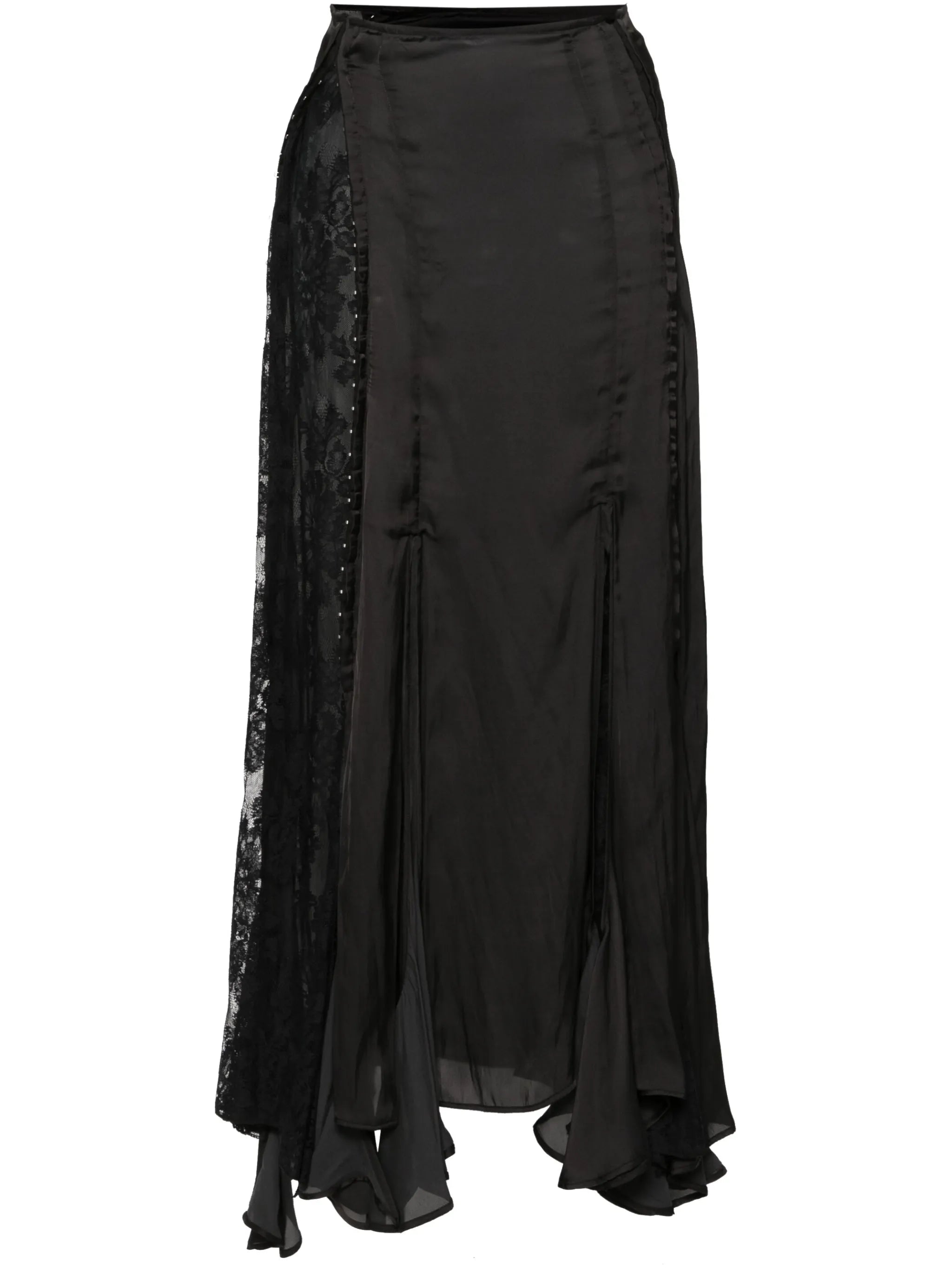 high-waist satin maxi skirt