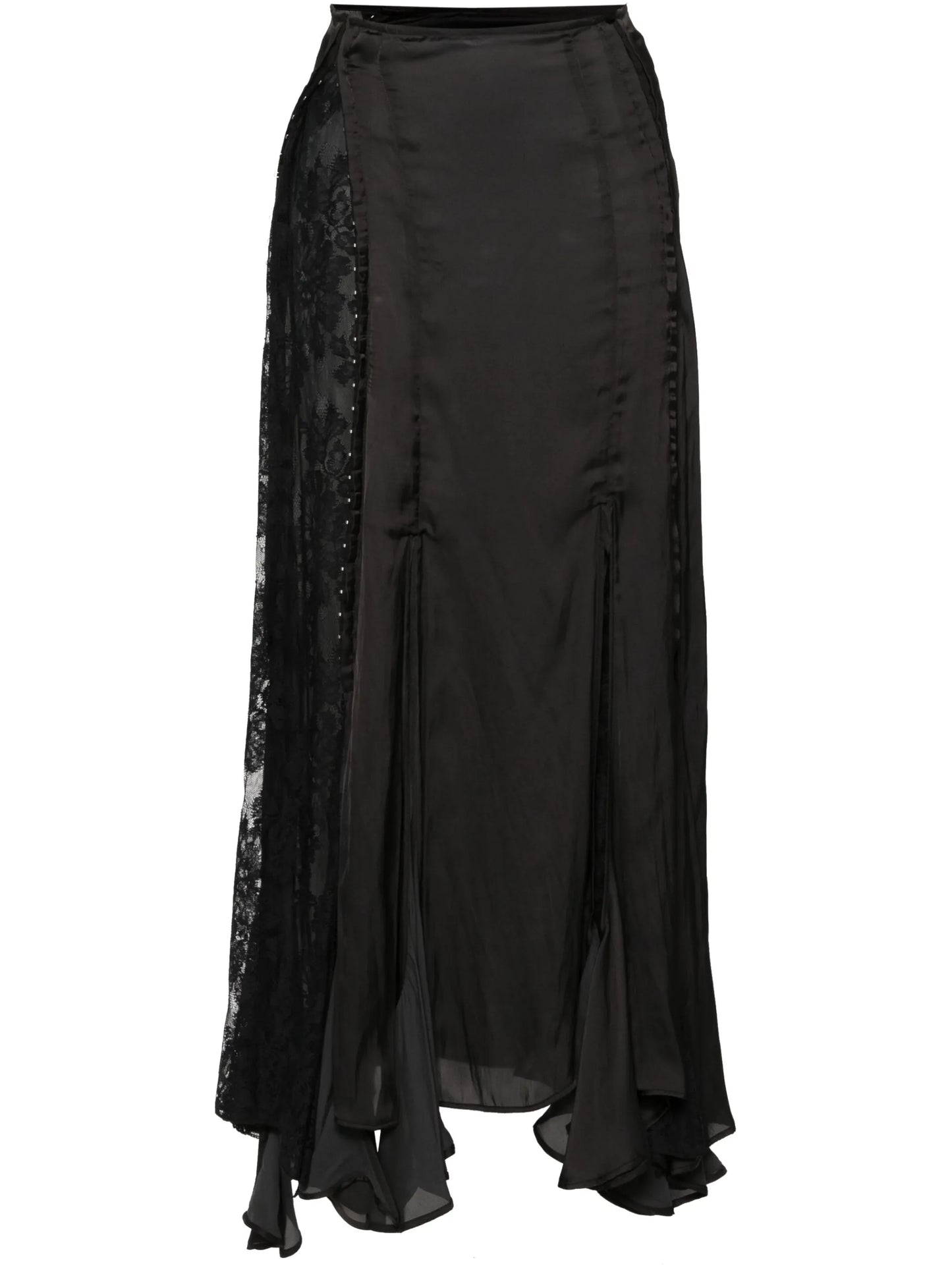 high-waist satin maxi skirt
