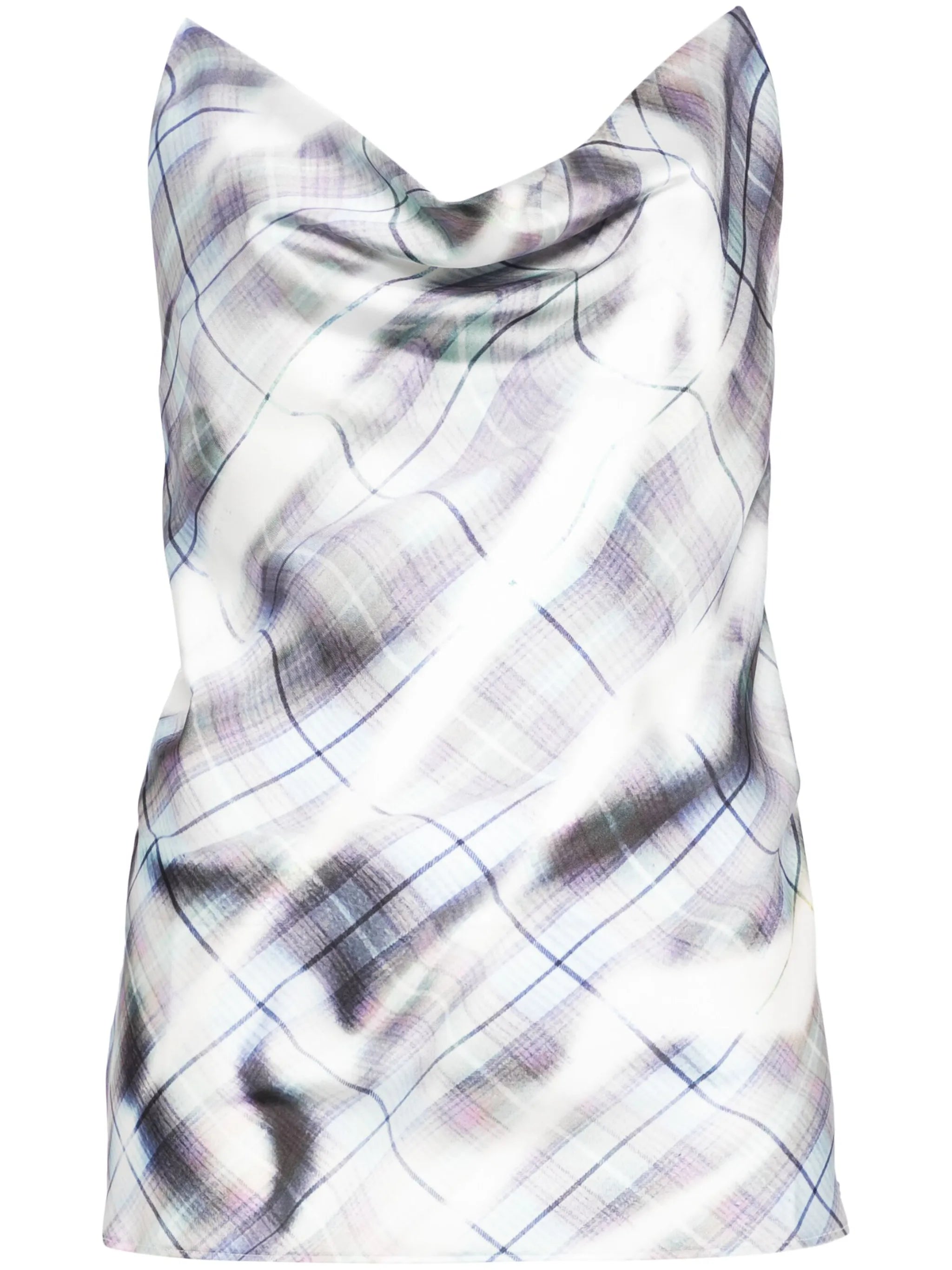 checked invisible-straps blouse