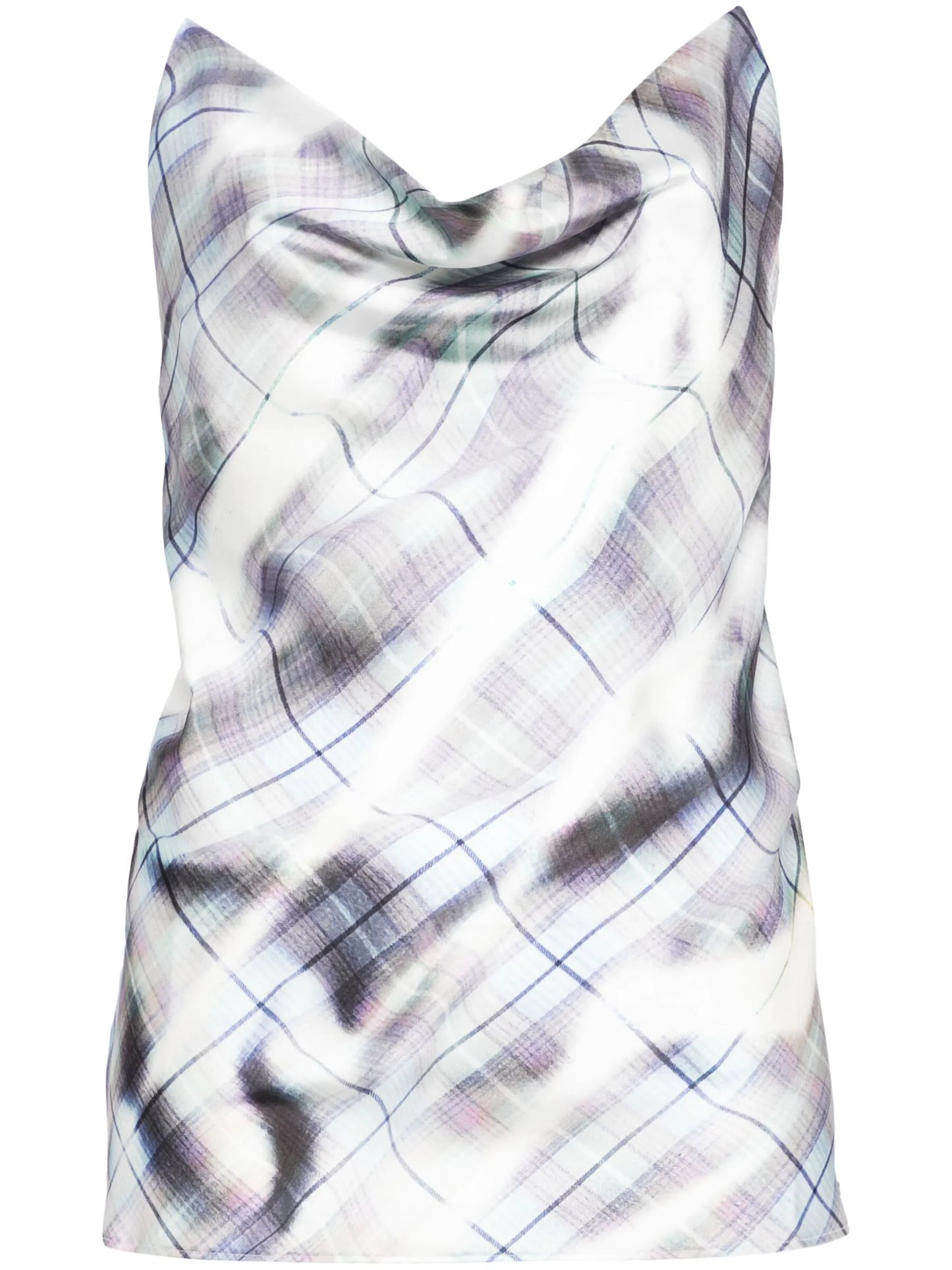checked invisible-straps blouse