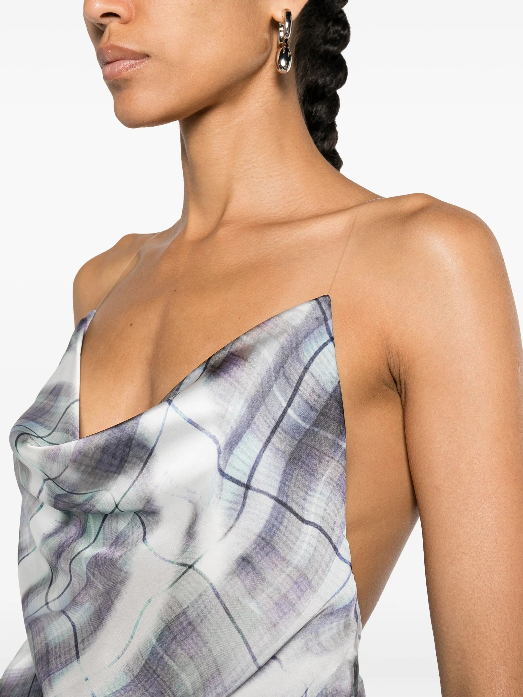 checked invisible-straps blouse