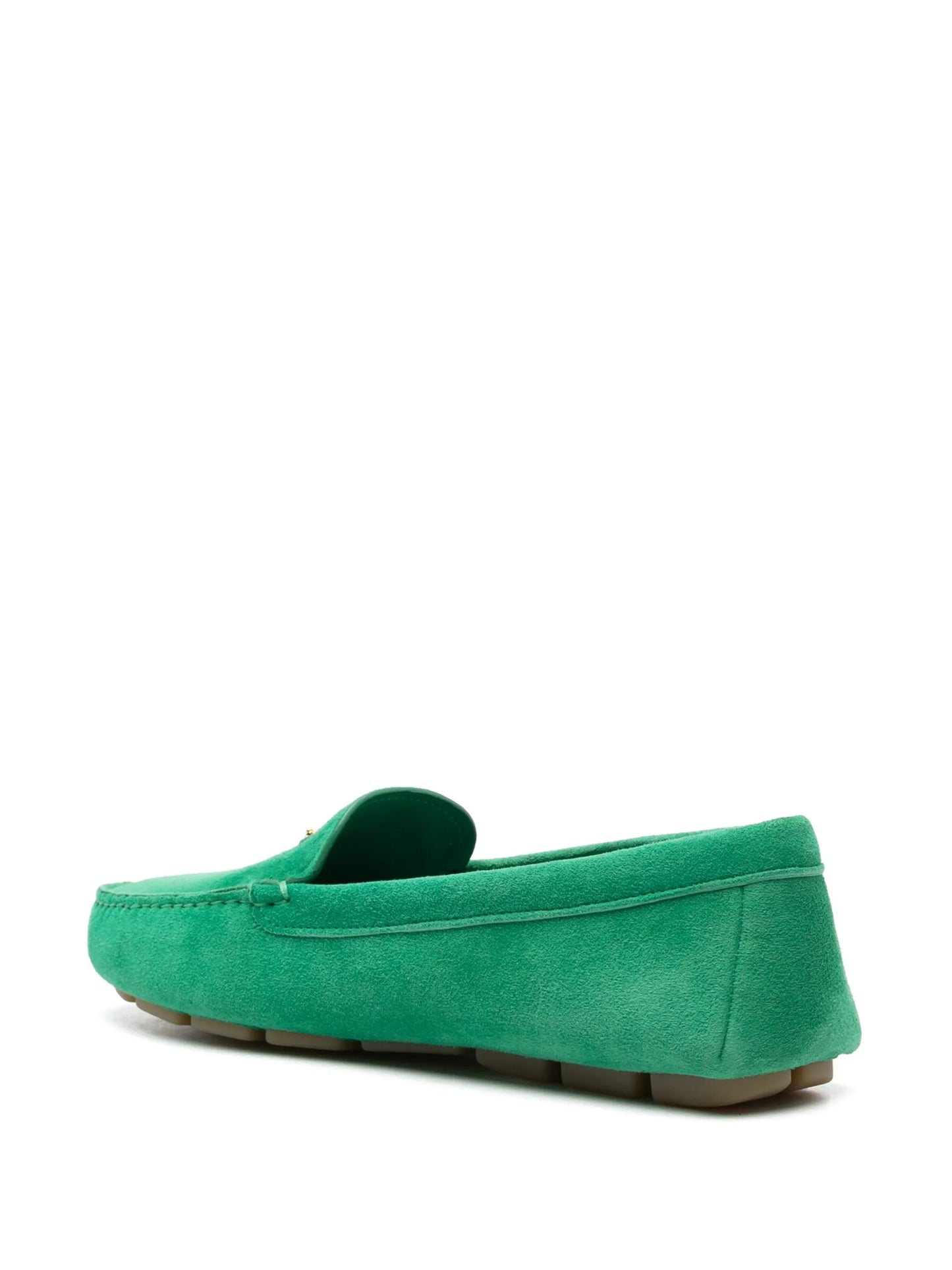 enamel triangle-logo suede loafers
