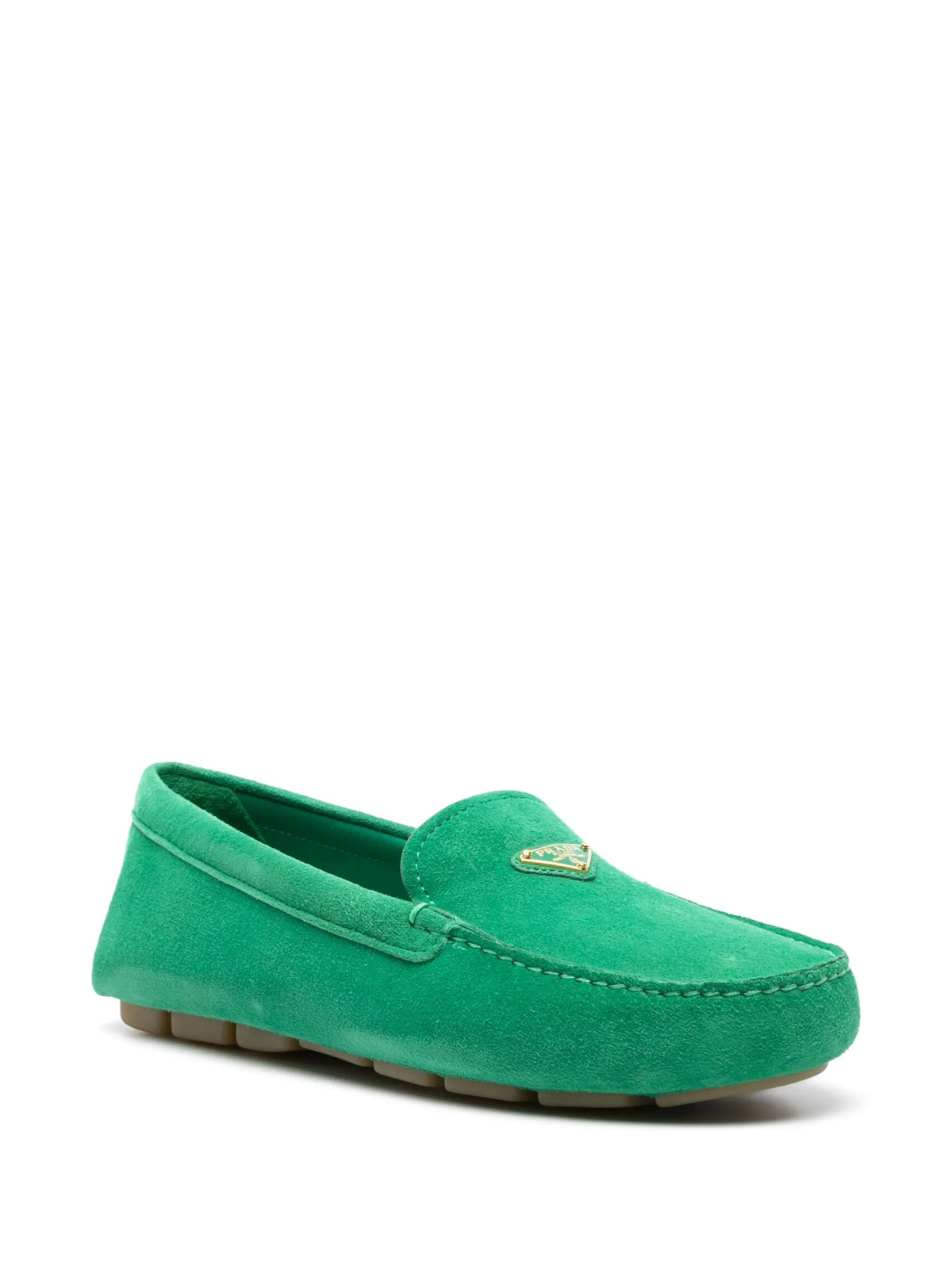 enamel triangle-logo suede loafers