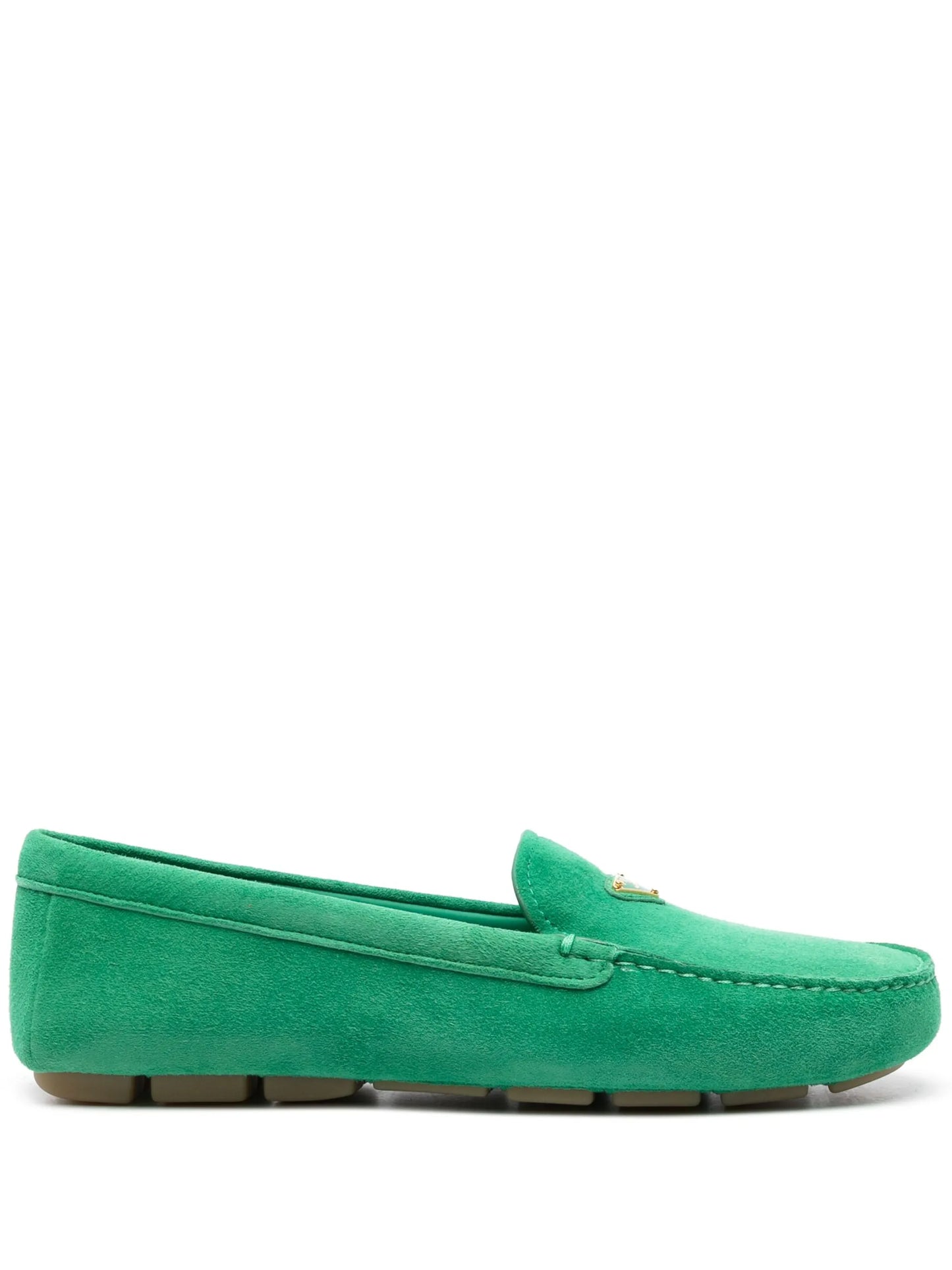 enamel triangle-logo suede loafers
