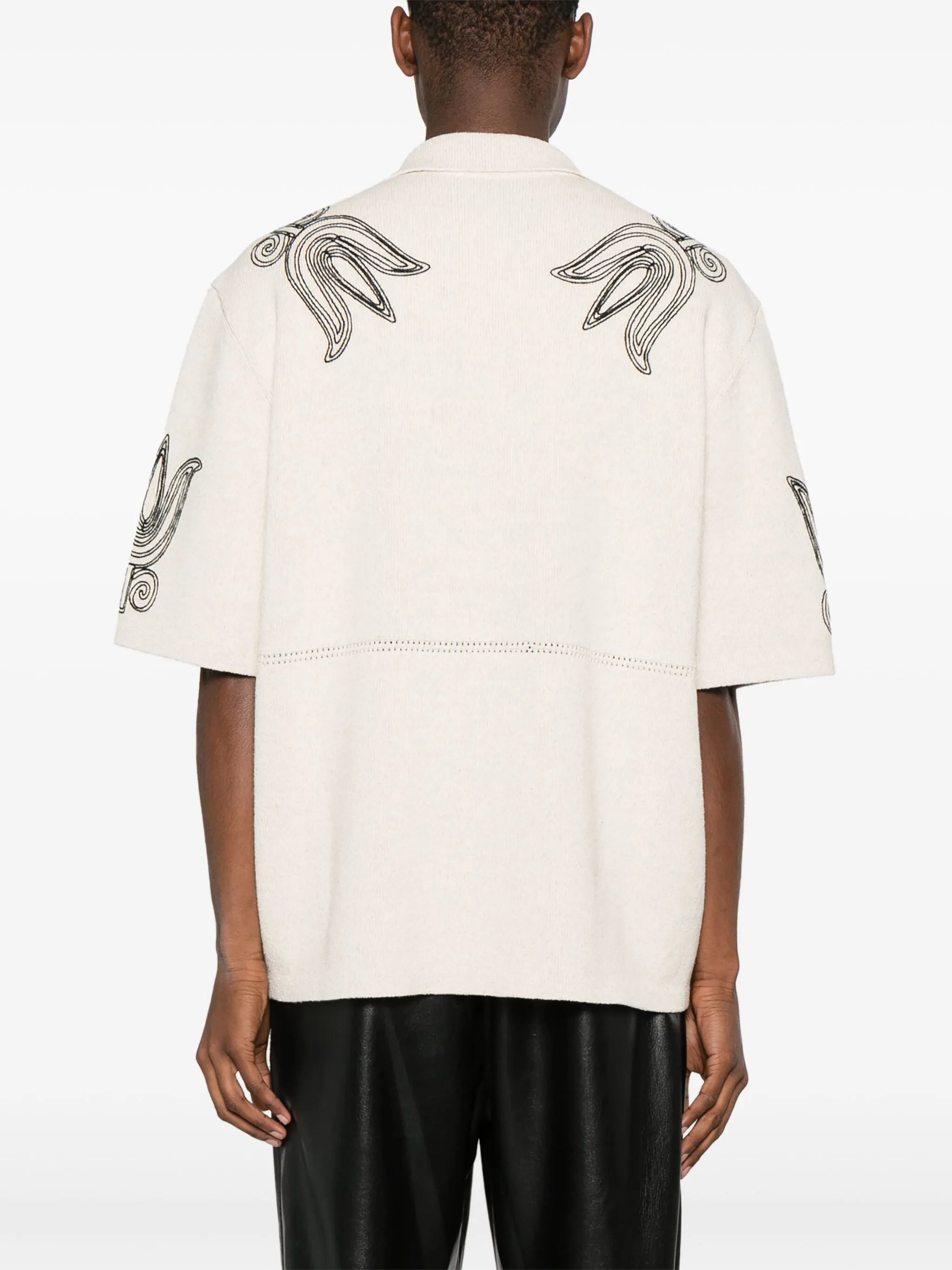 embroidered camp-collar cardigan
