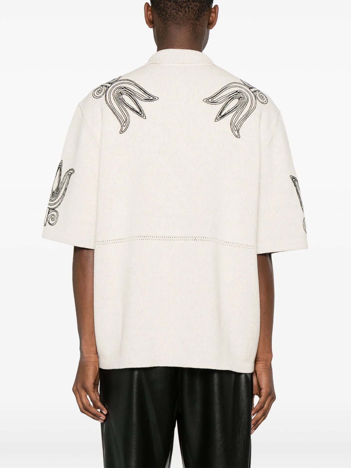 embroidered camp-collar cardigan
