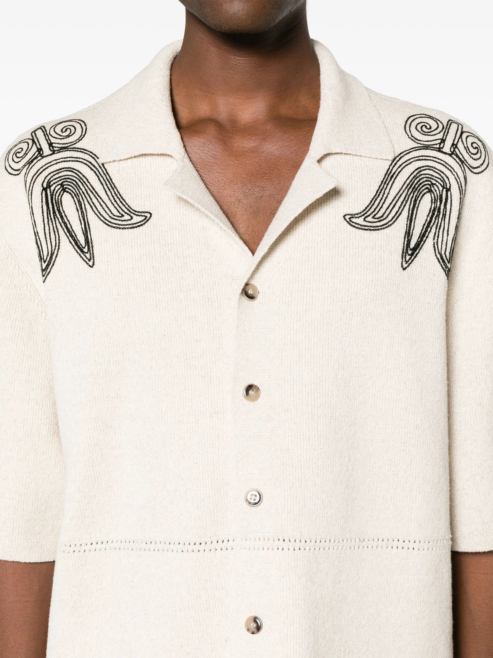 embroidered camp-collar cardigan