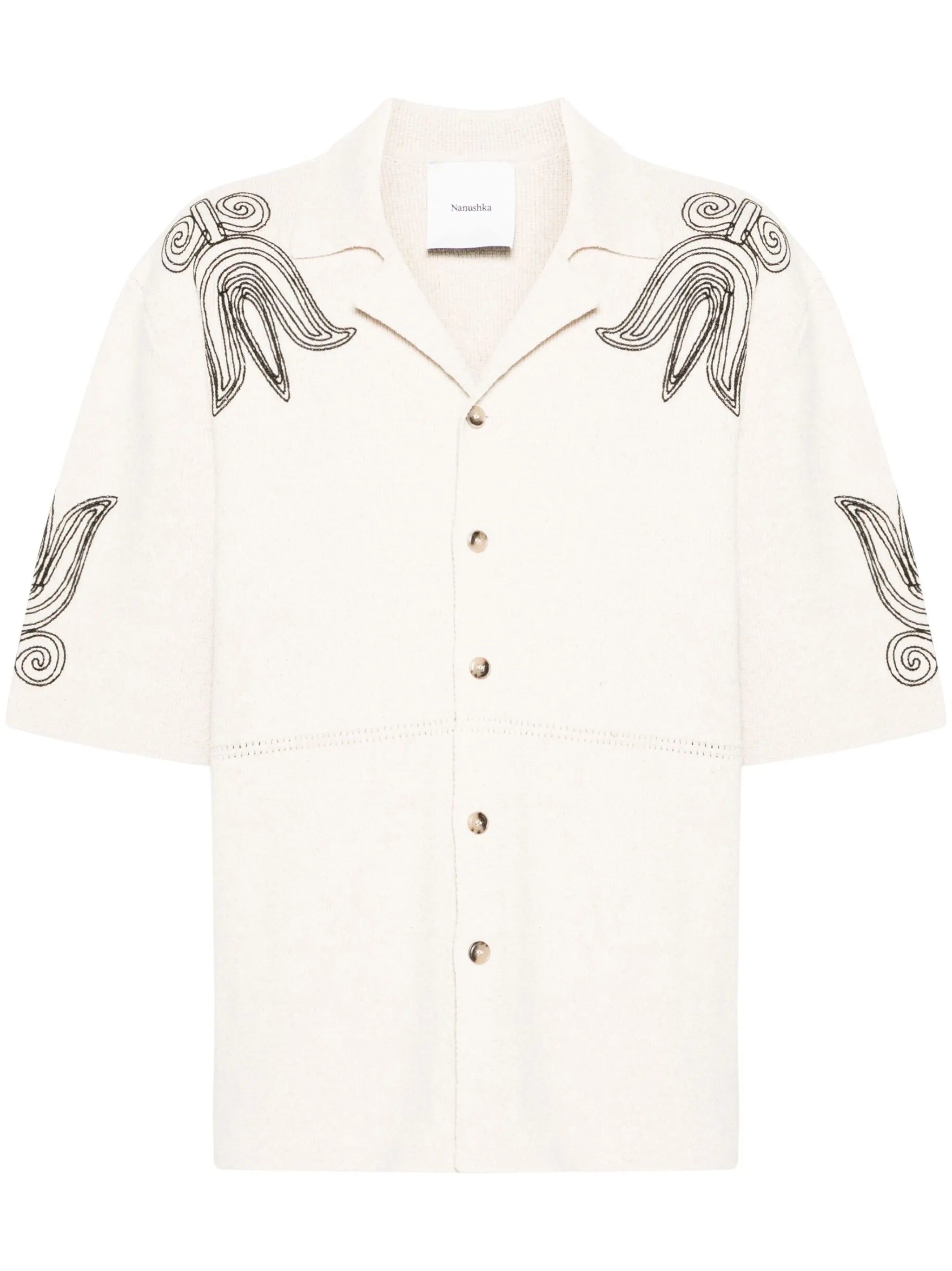 embroidered camp-collar cardigan
