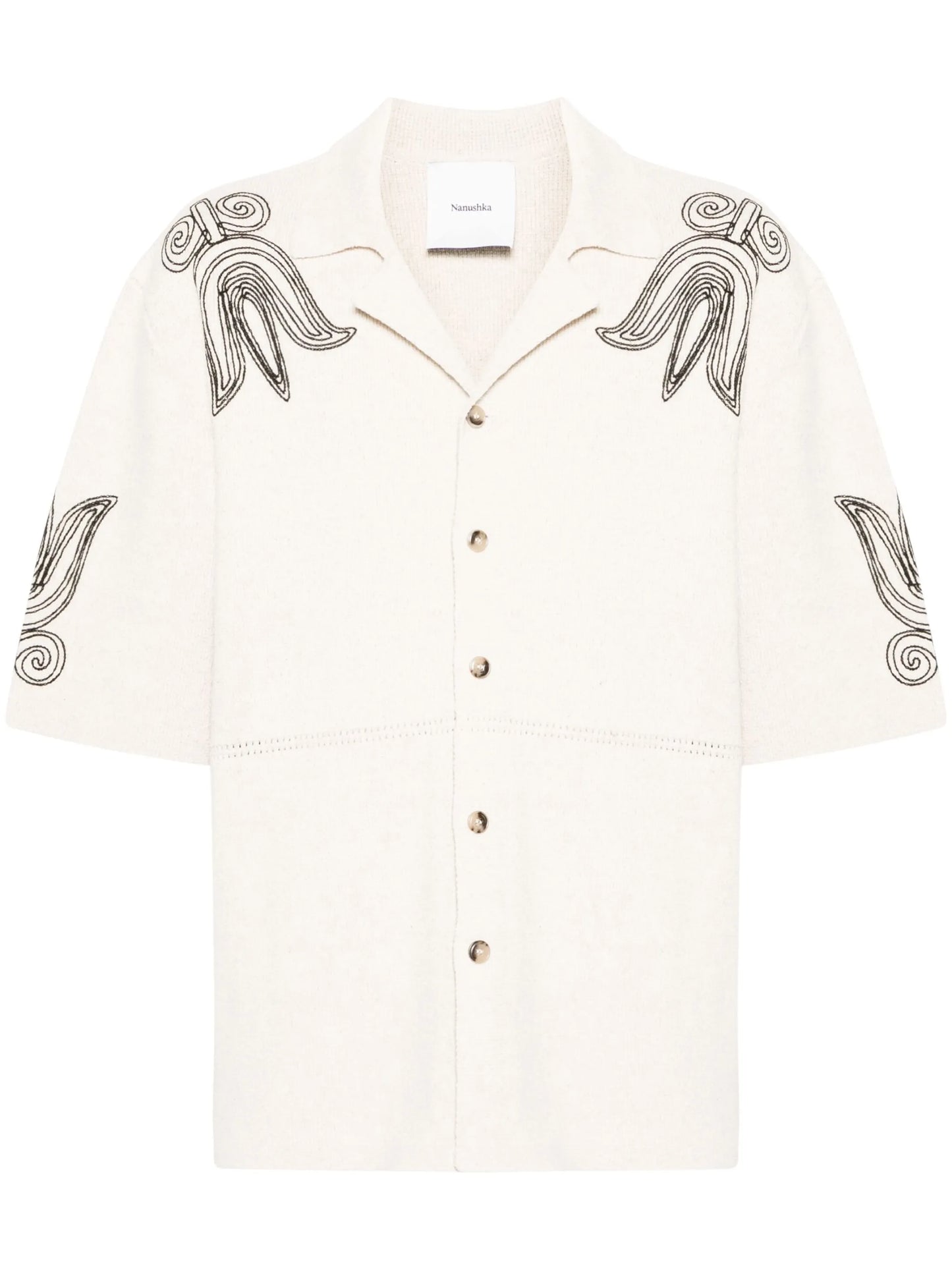 embroidered camp-collar cardigan