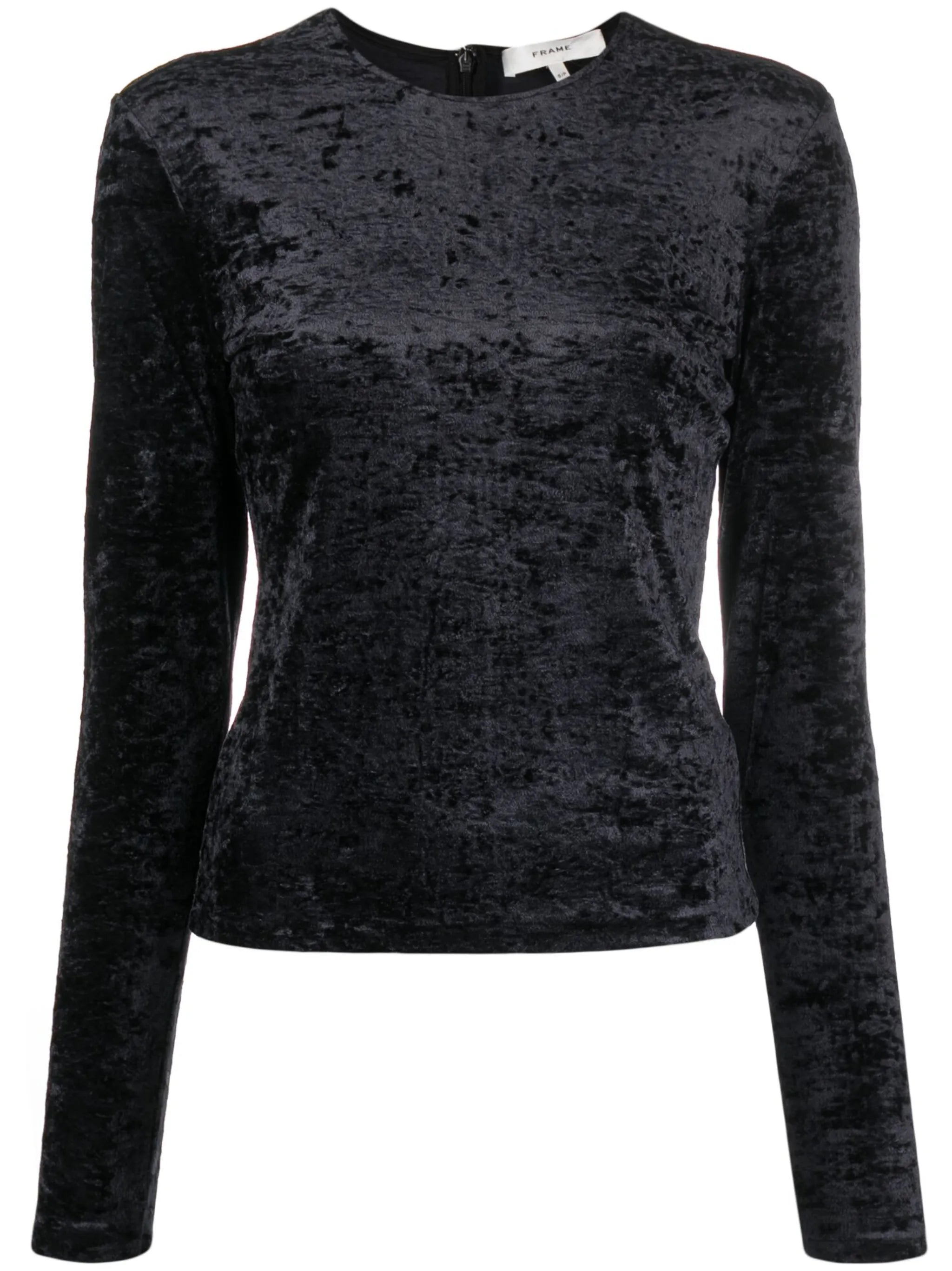 long-sleeve velvet T-shirt