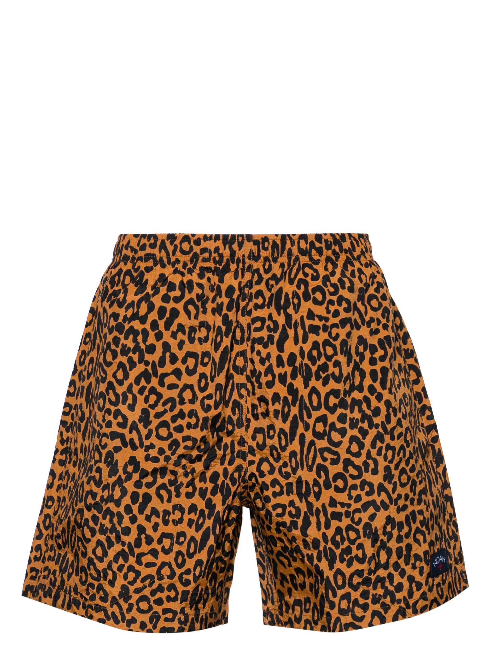leopard-print swim shorts