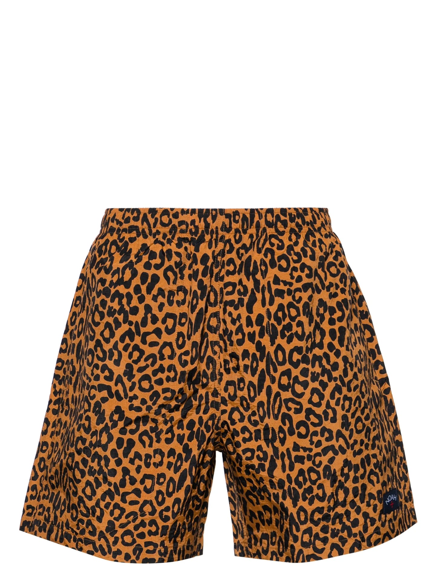 leopard-print swim shorts