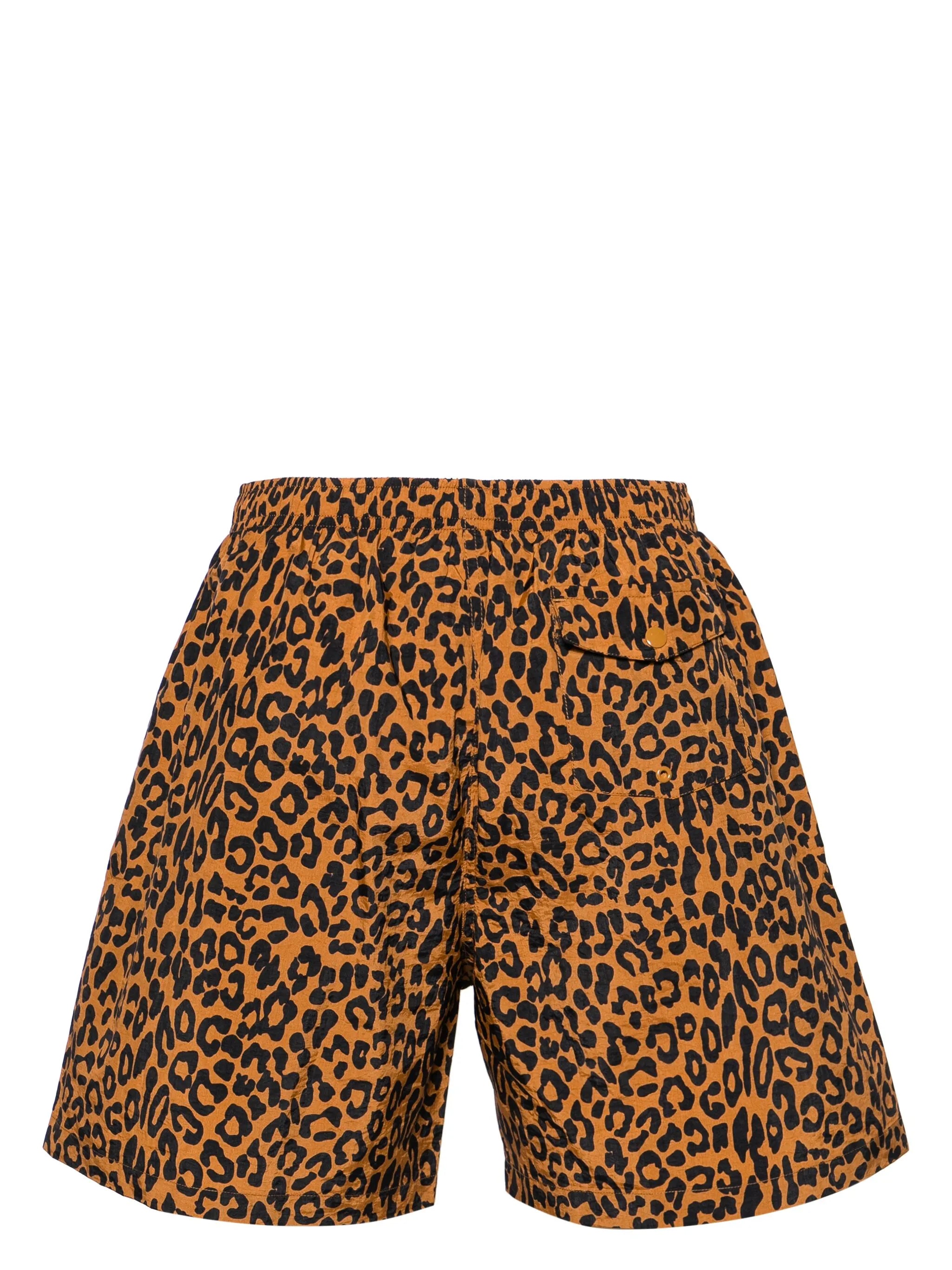 leopard-print swim shorts