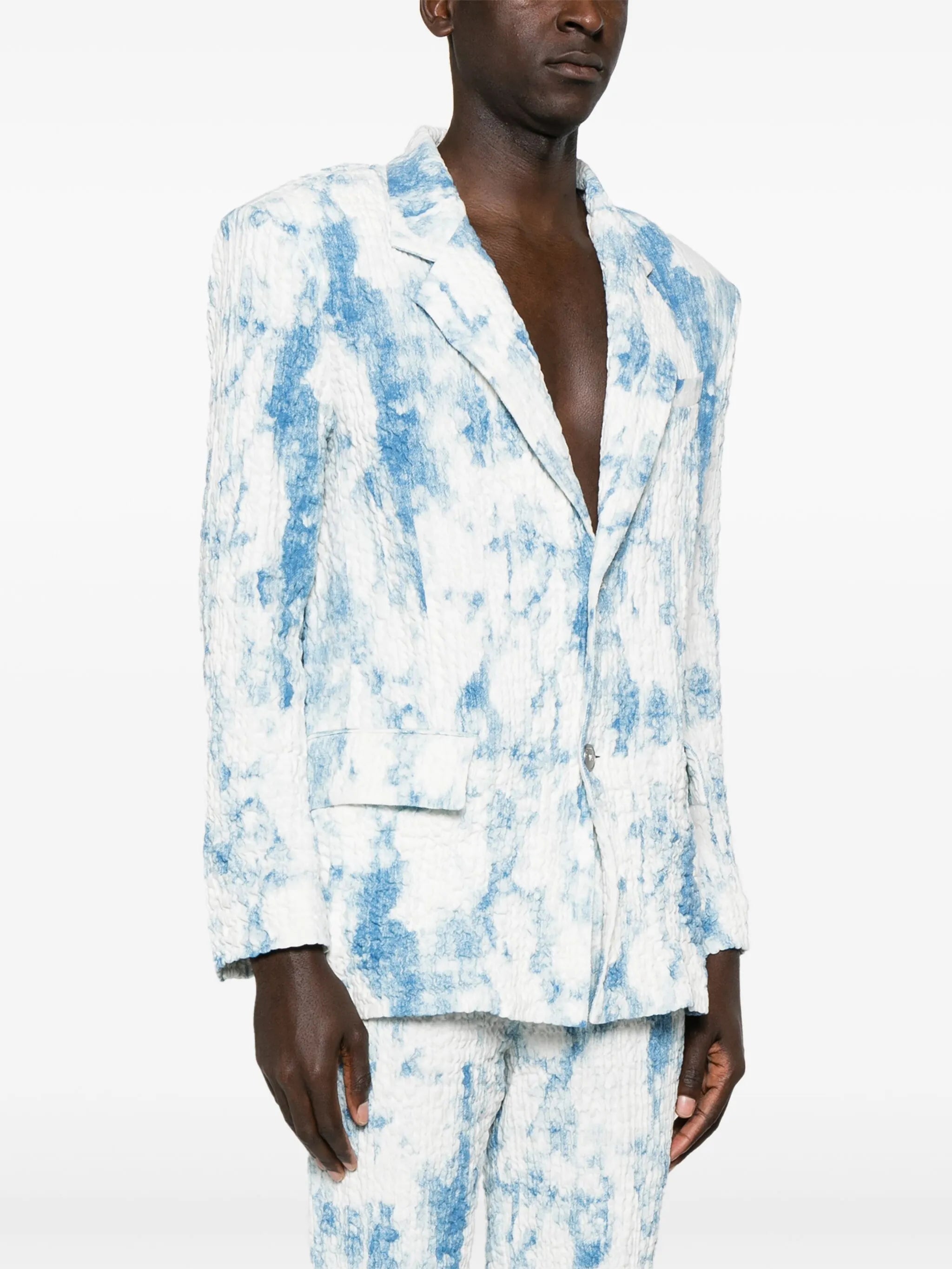 seersucker single-breasted blazer