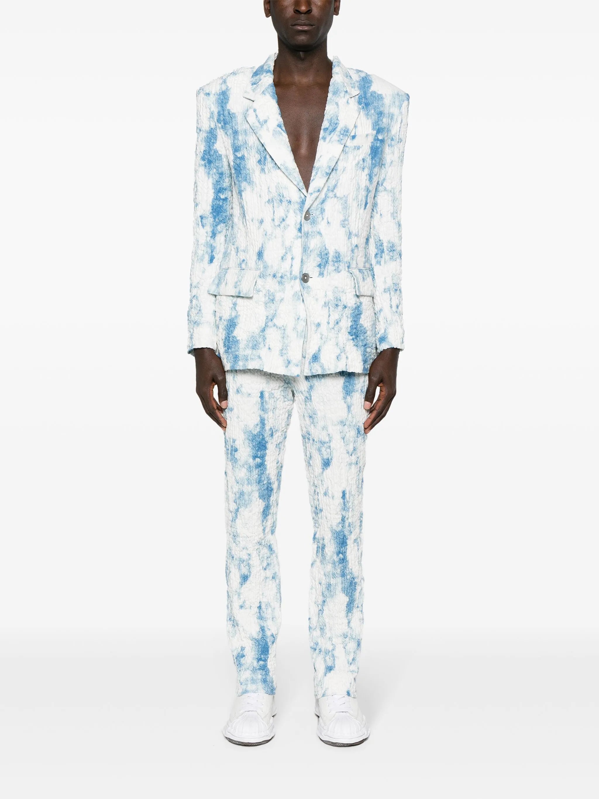 seersucker single-breasted blazer