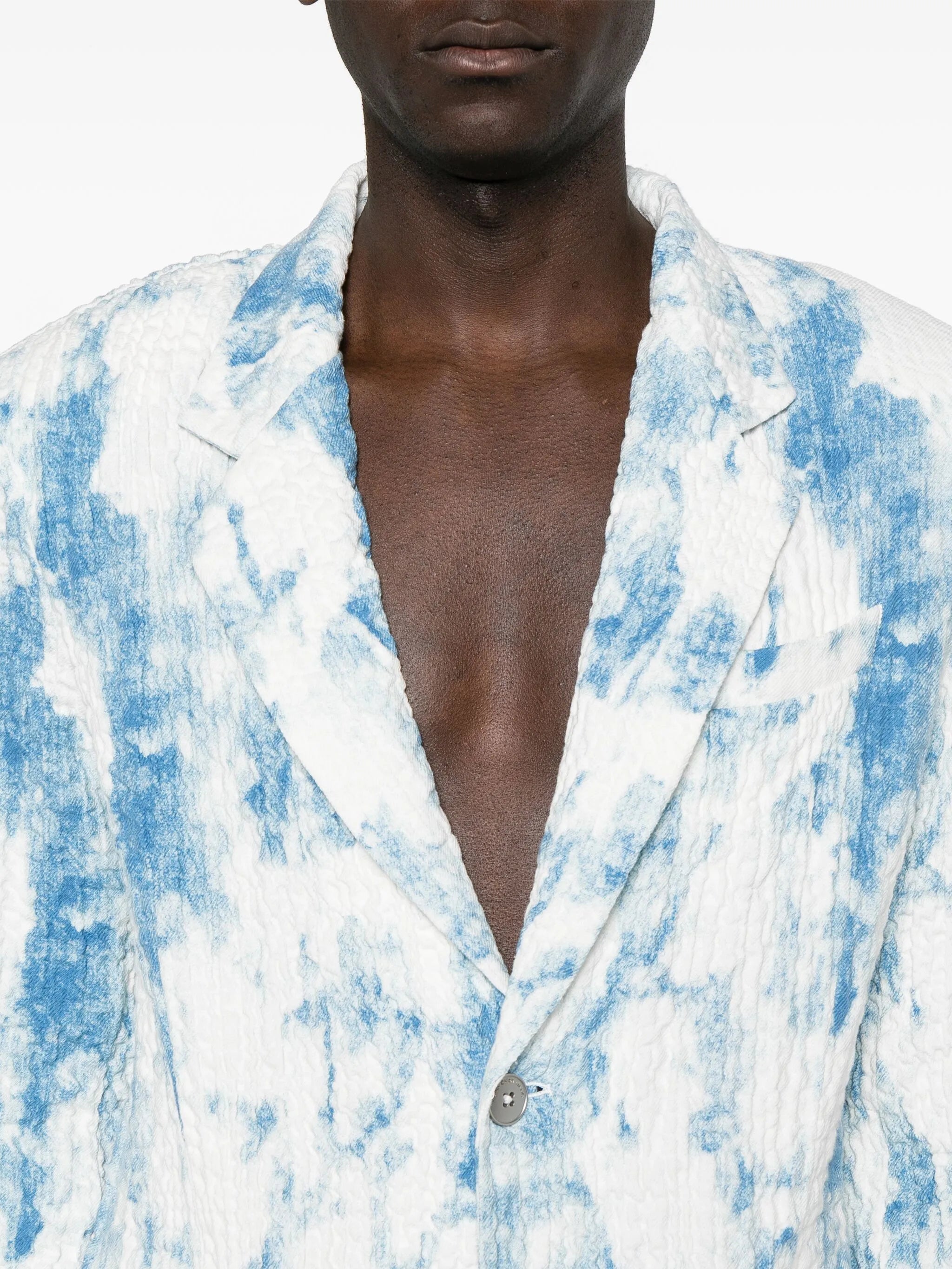 seersucker single-breasted blazer