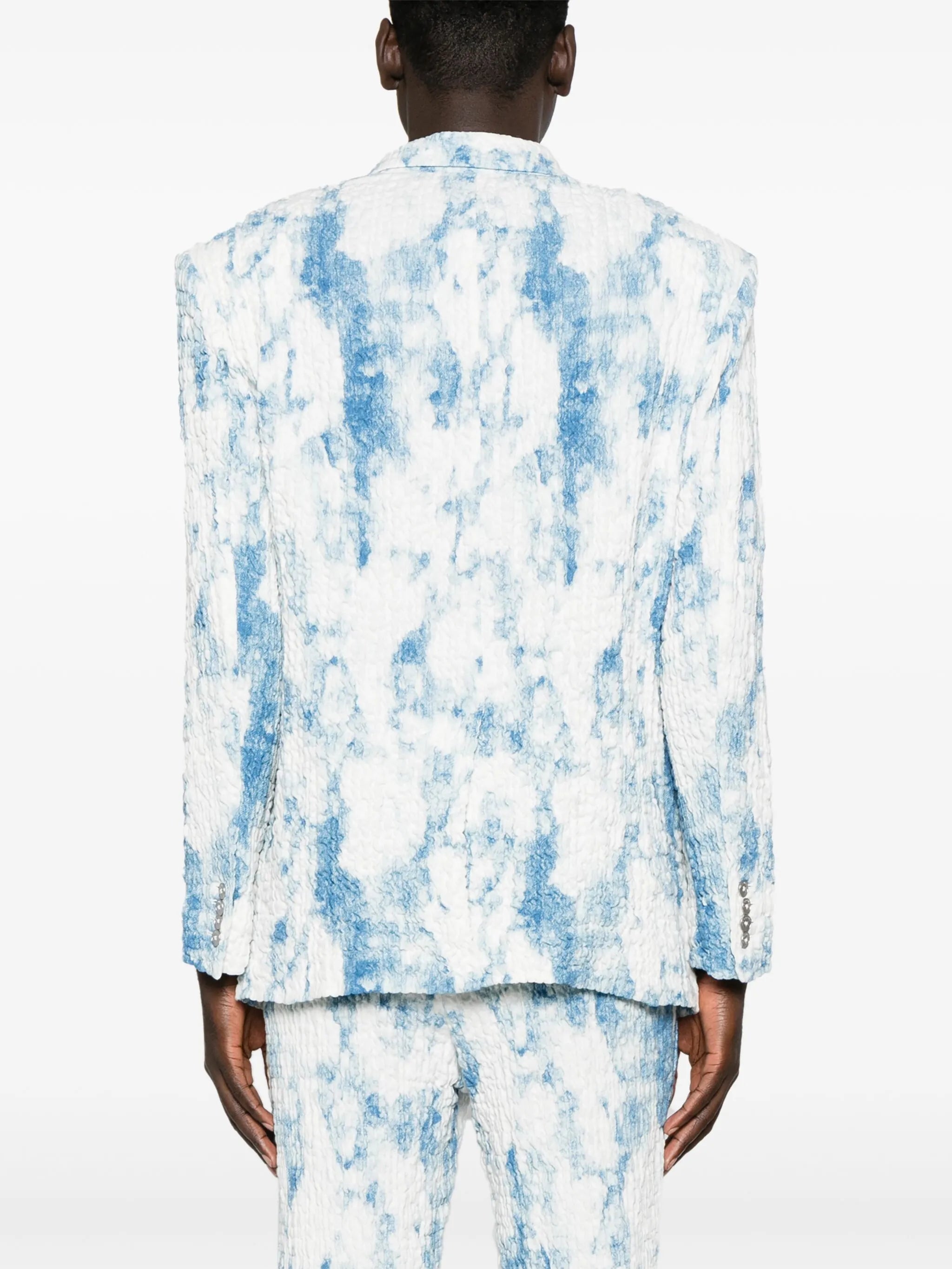 seersucker single-breasted blazer