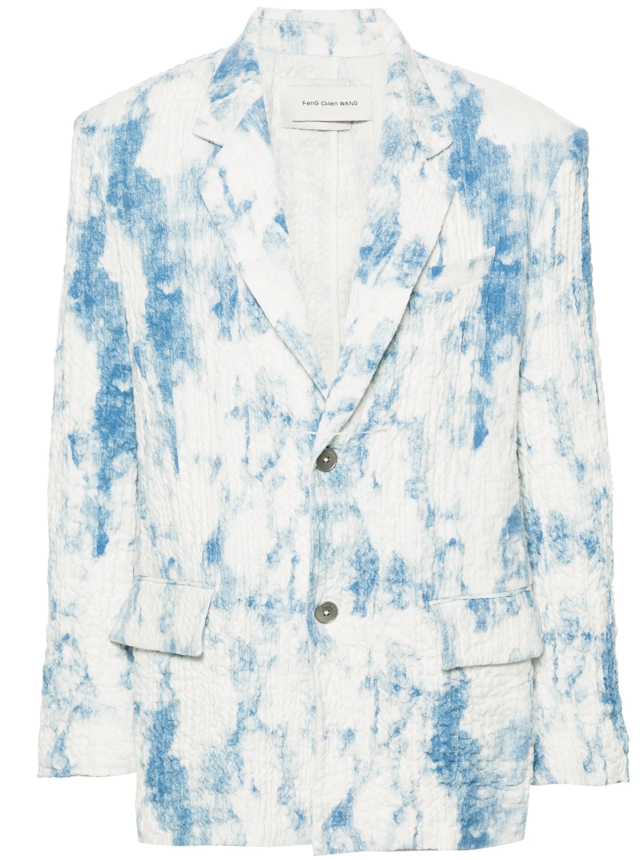 seersucker single-breasted blazer