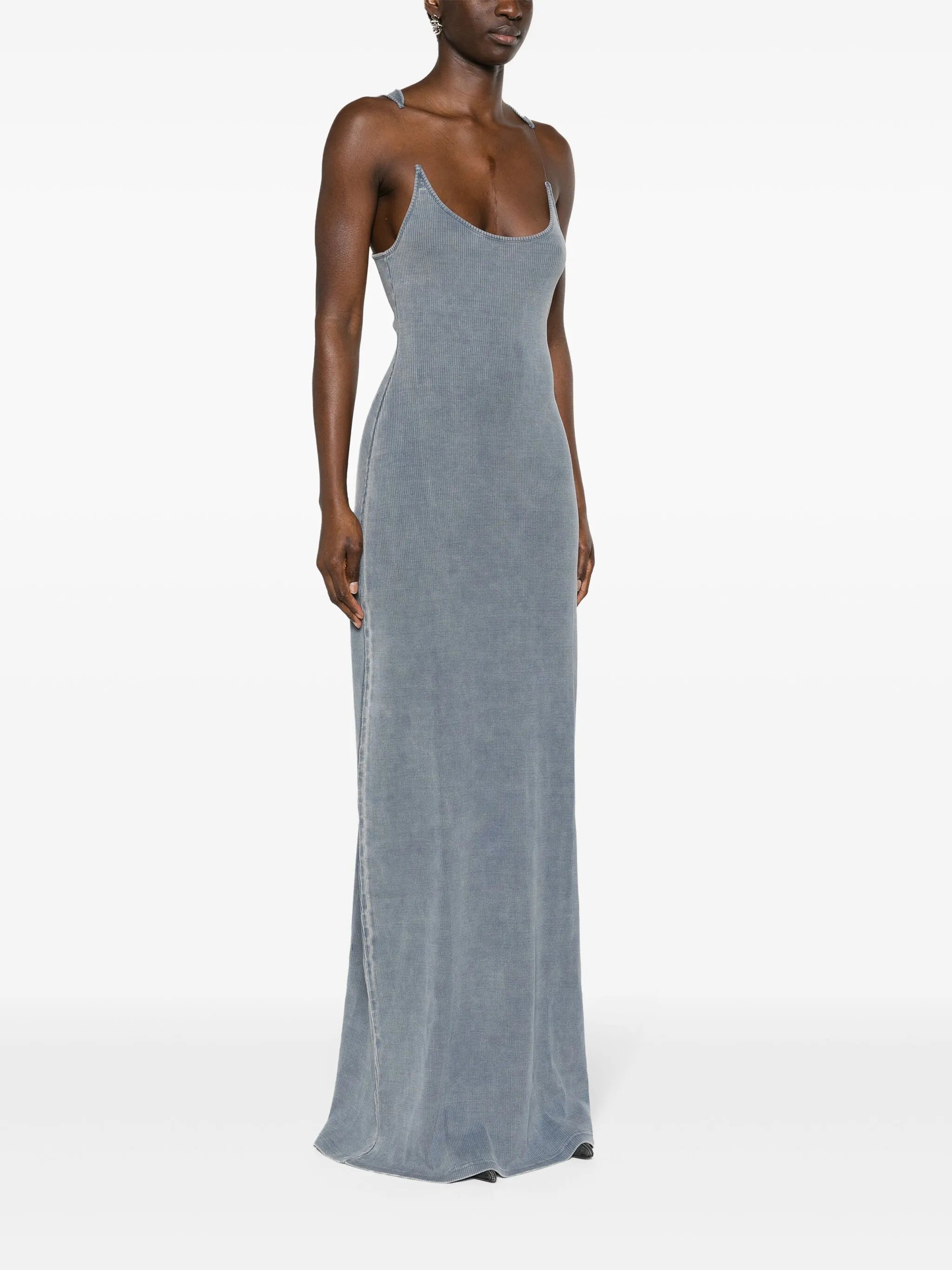 Invisible Strap ribbed maxi dress
