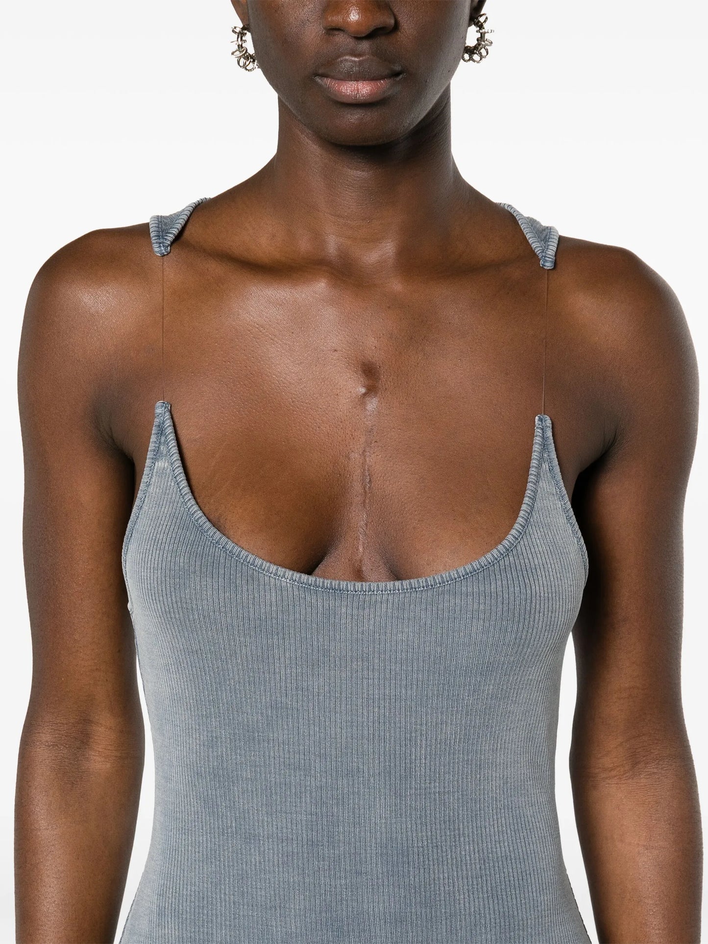 Invisible Strap ribbed maxi dress