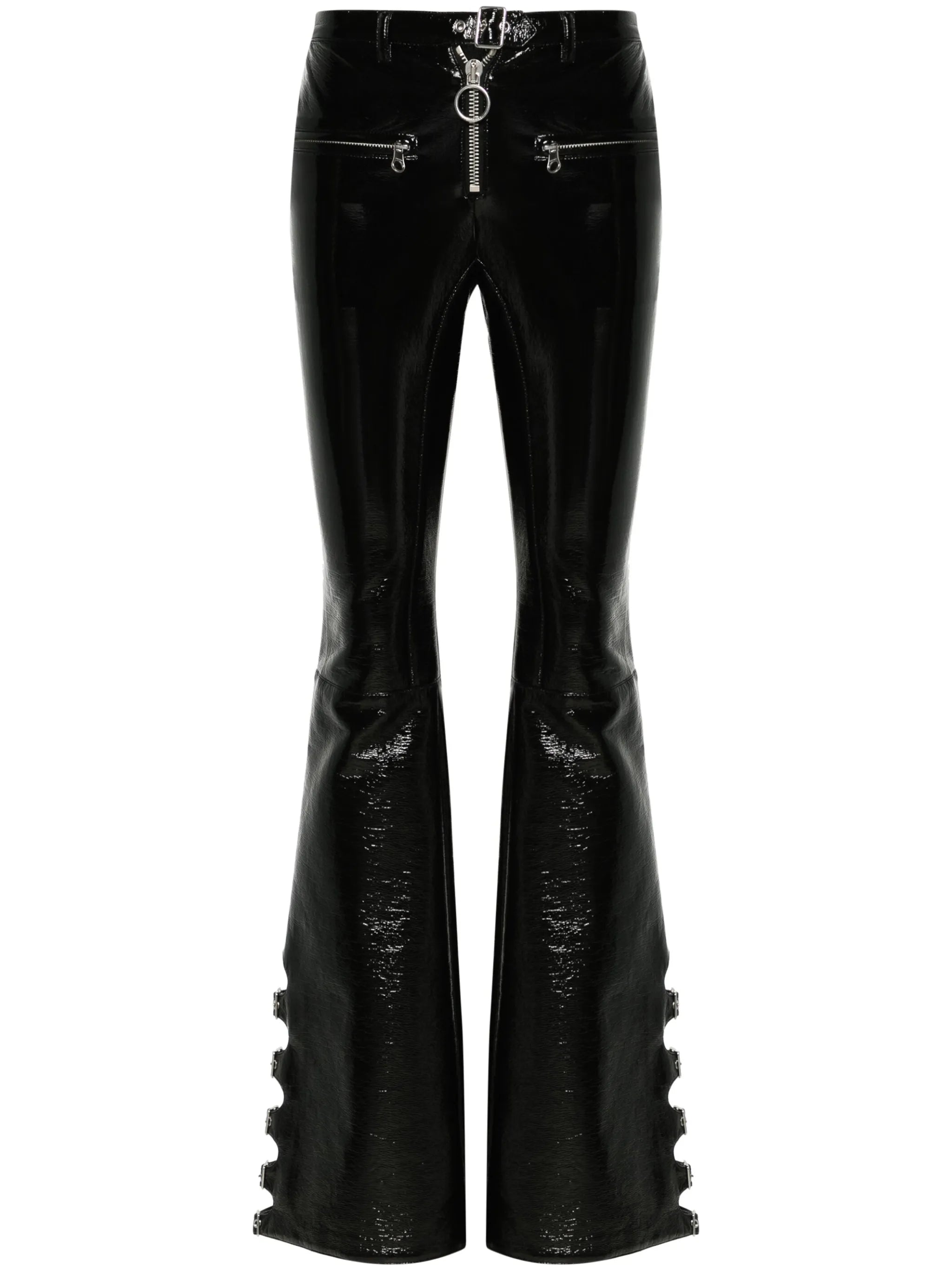 multi-buckle flared trousers