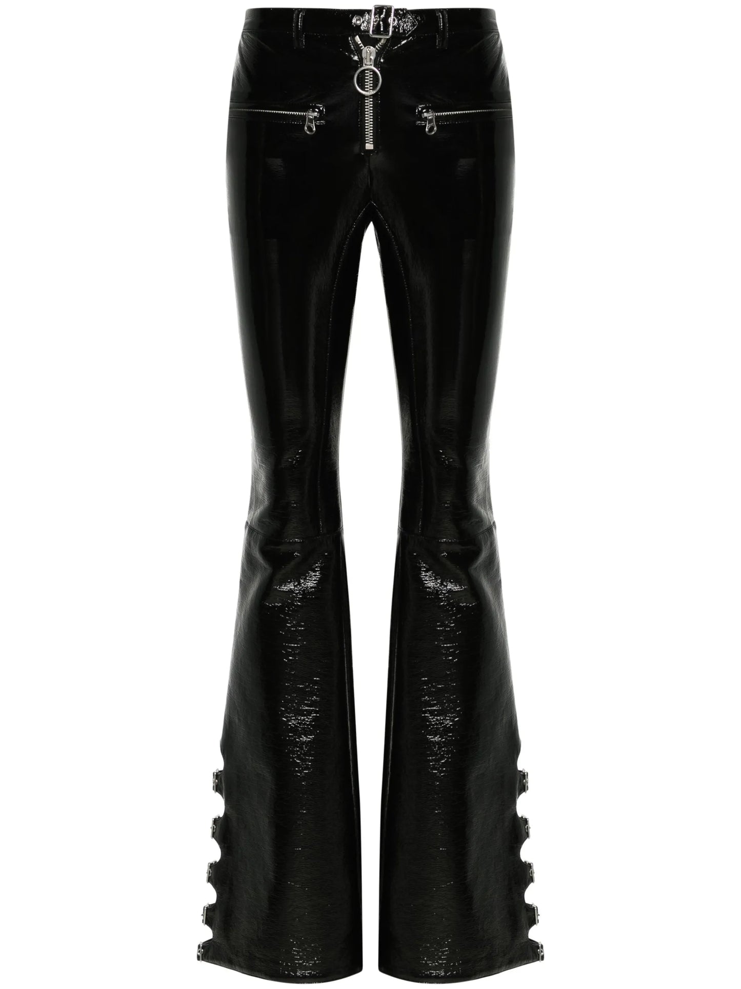 multi-buckle flared trousers
