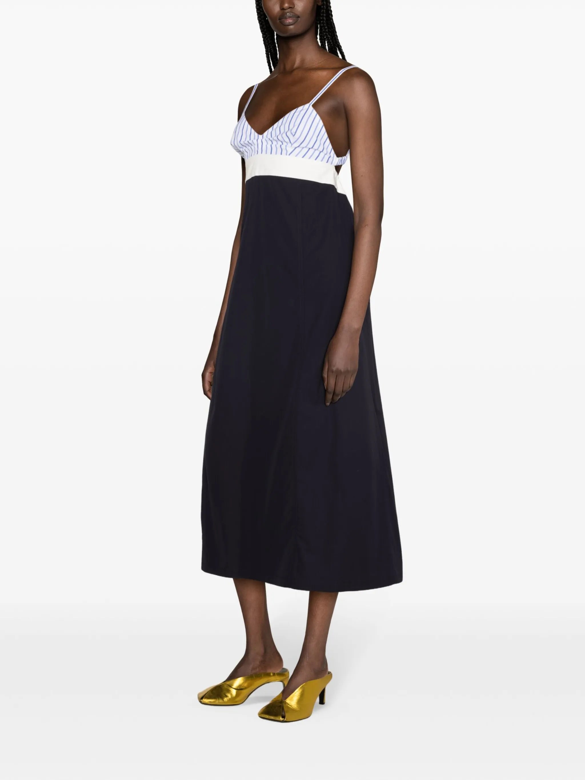 V-neck cotton midi dress