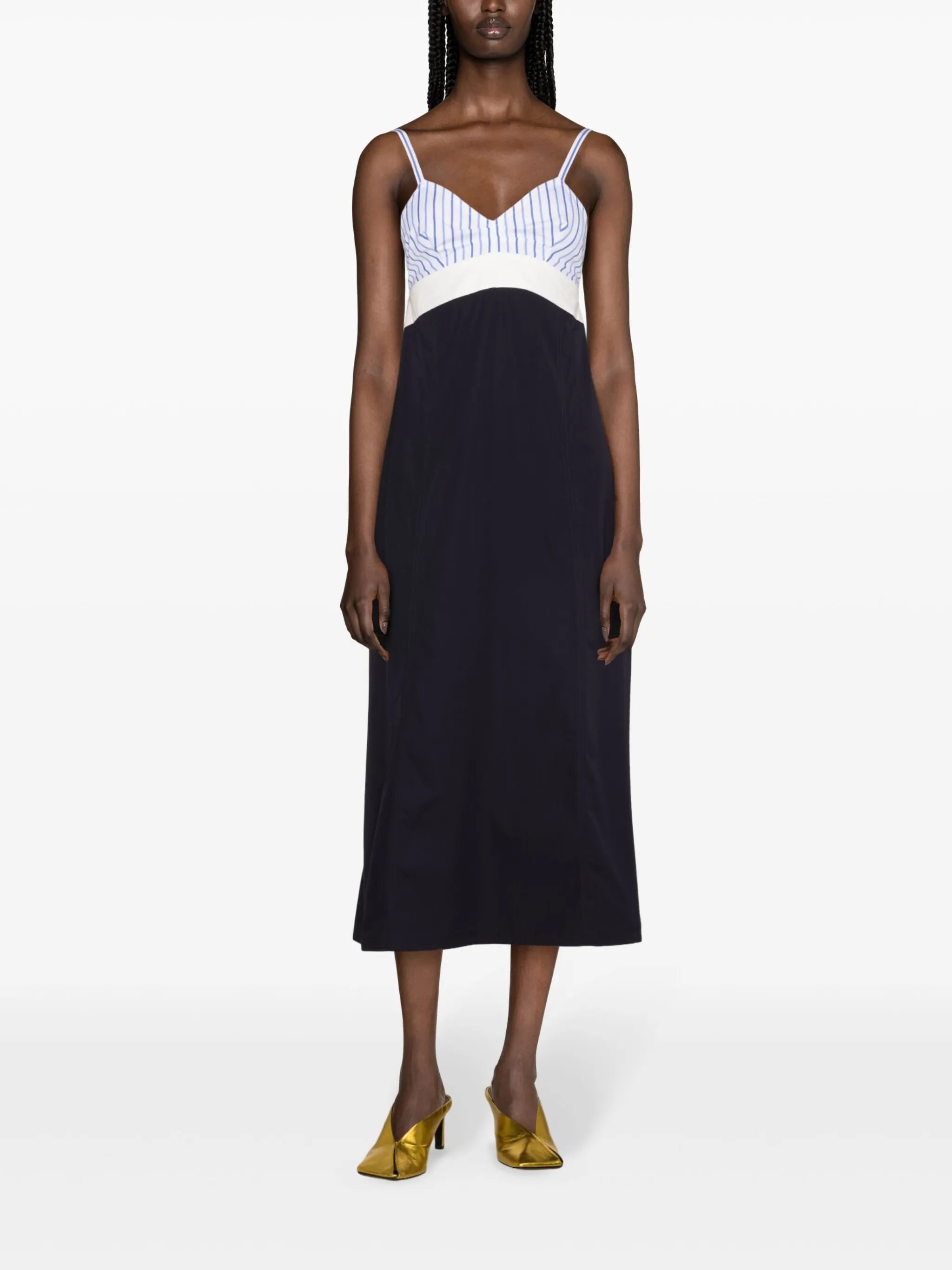 V-neck cotton midi dress