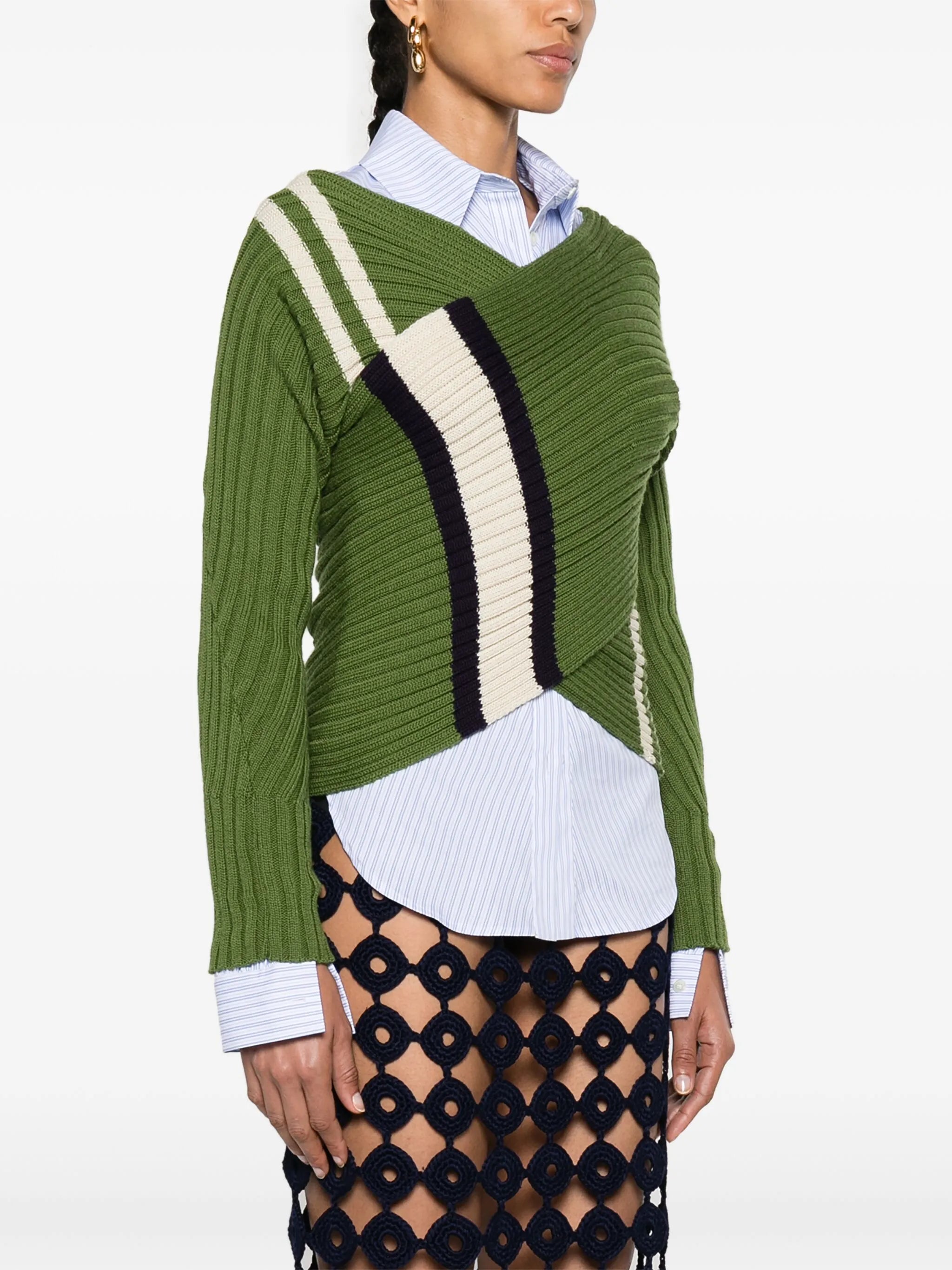 V-neck ribbed jumper