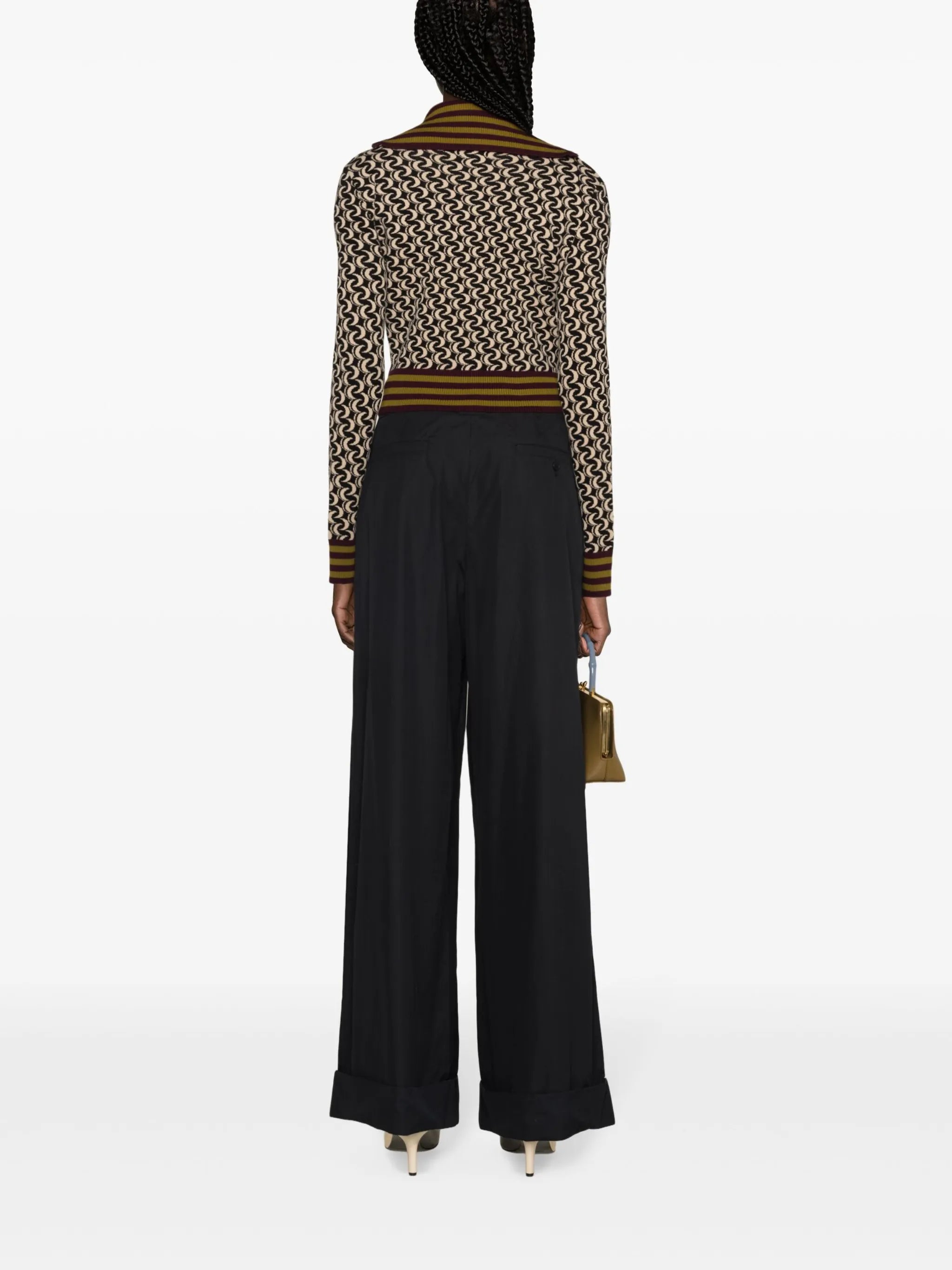 patterned-jacquard cropped jacket
