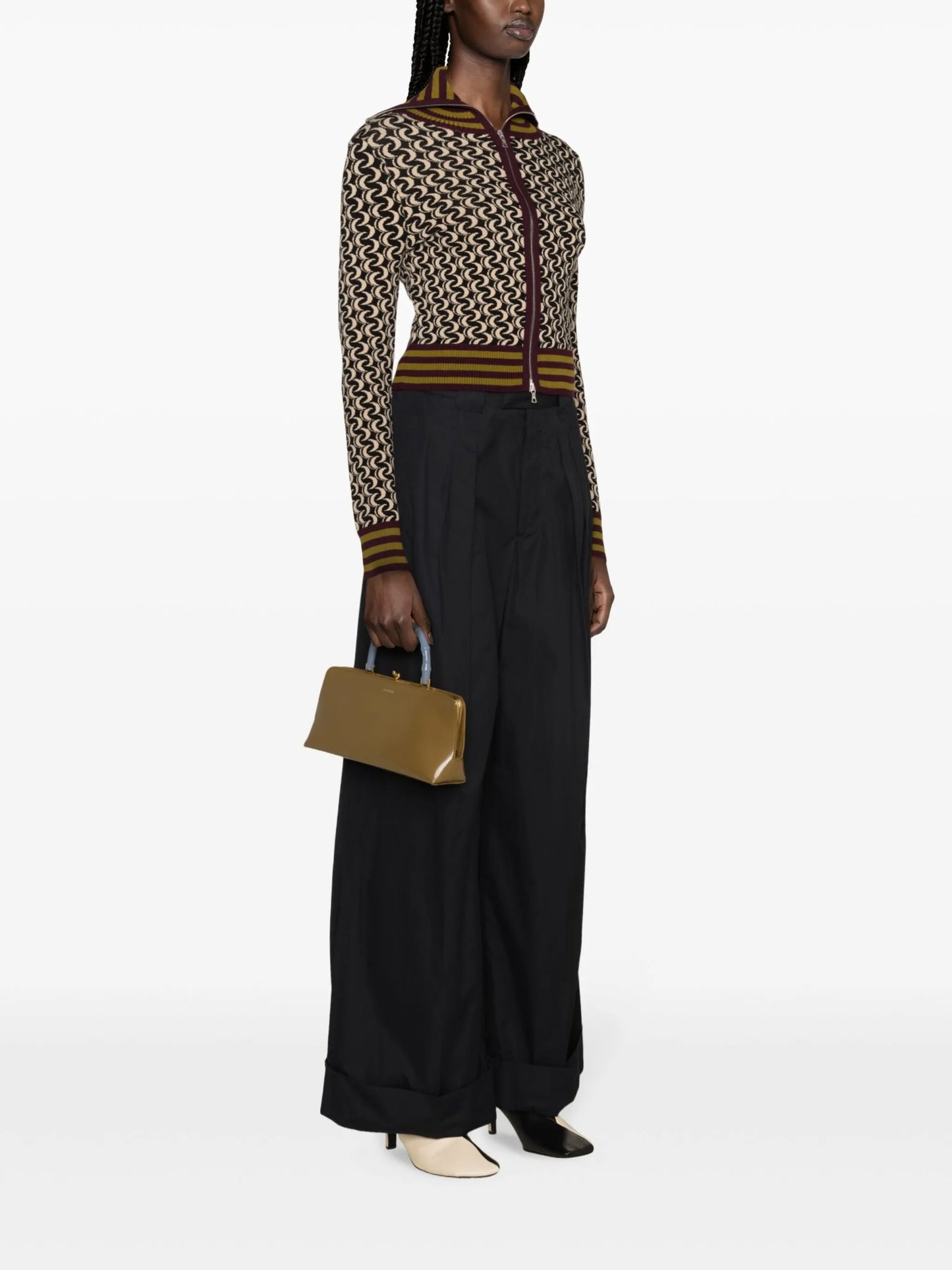 patterned-jacquard cropped jacket