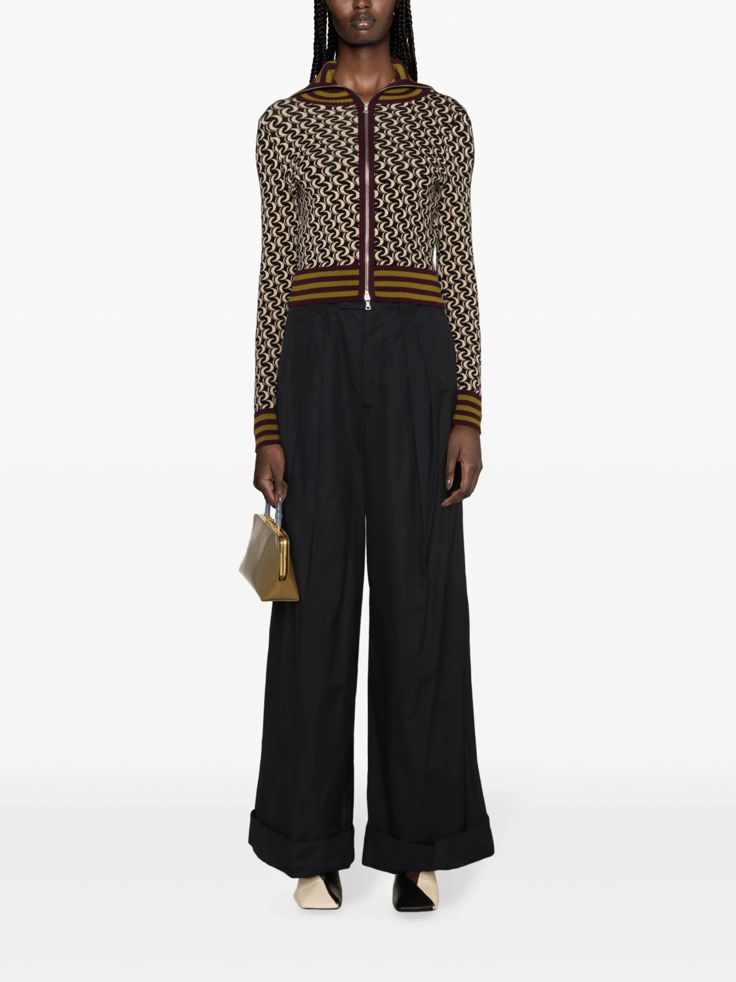 patterned-jacquard cropped jacket