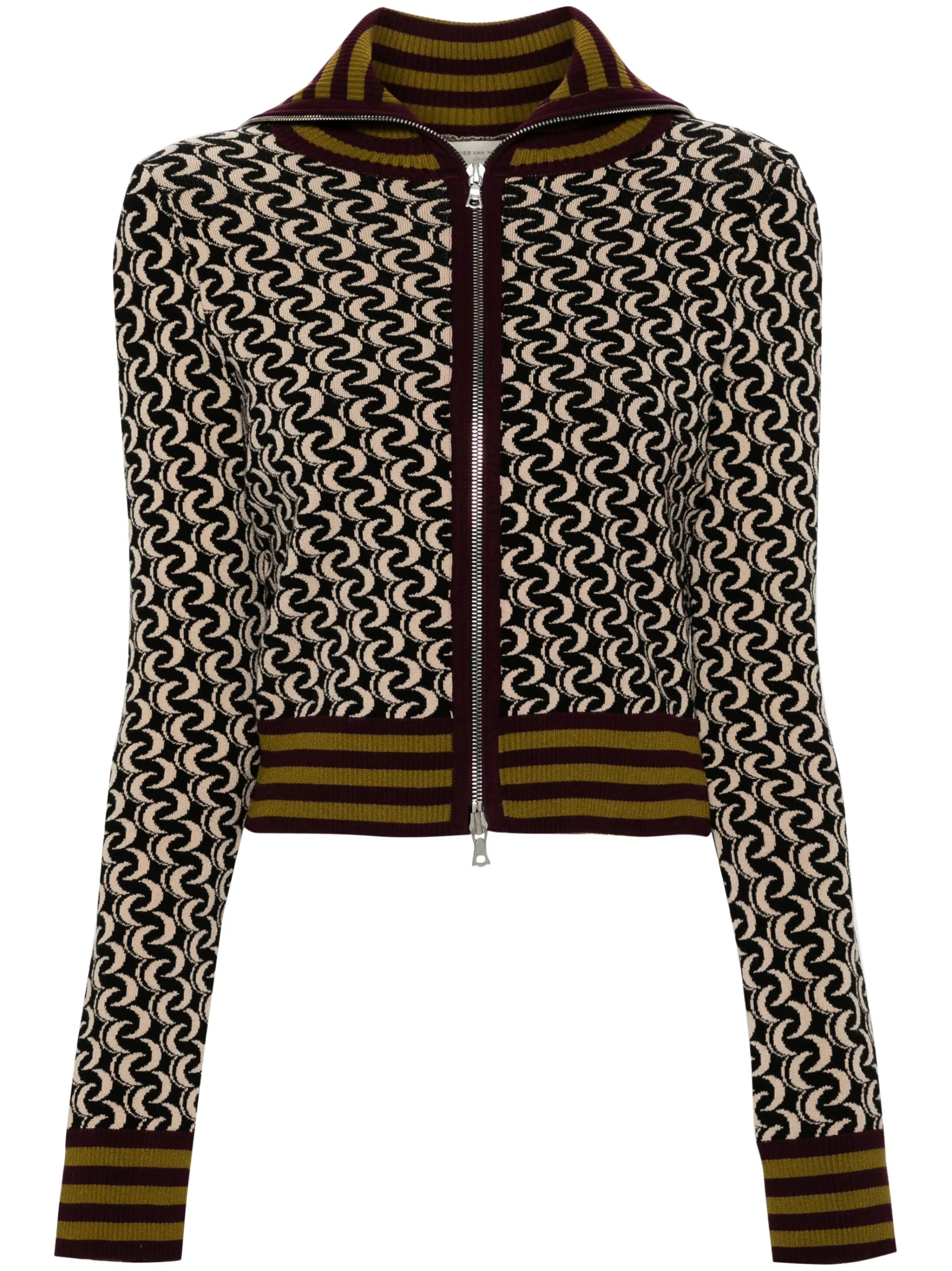 patterned-jacquard cropped jacket