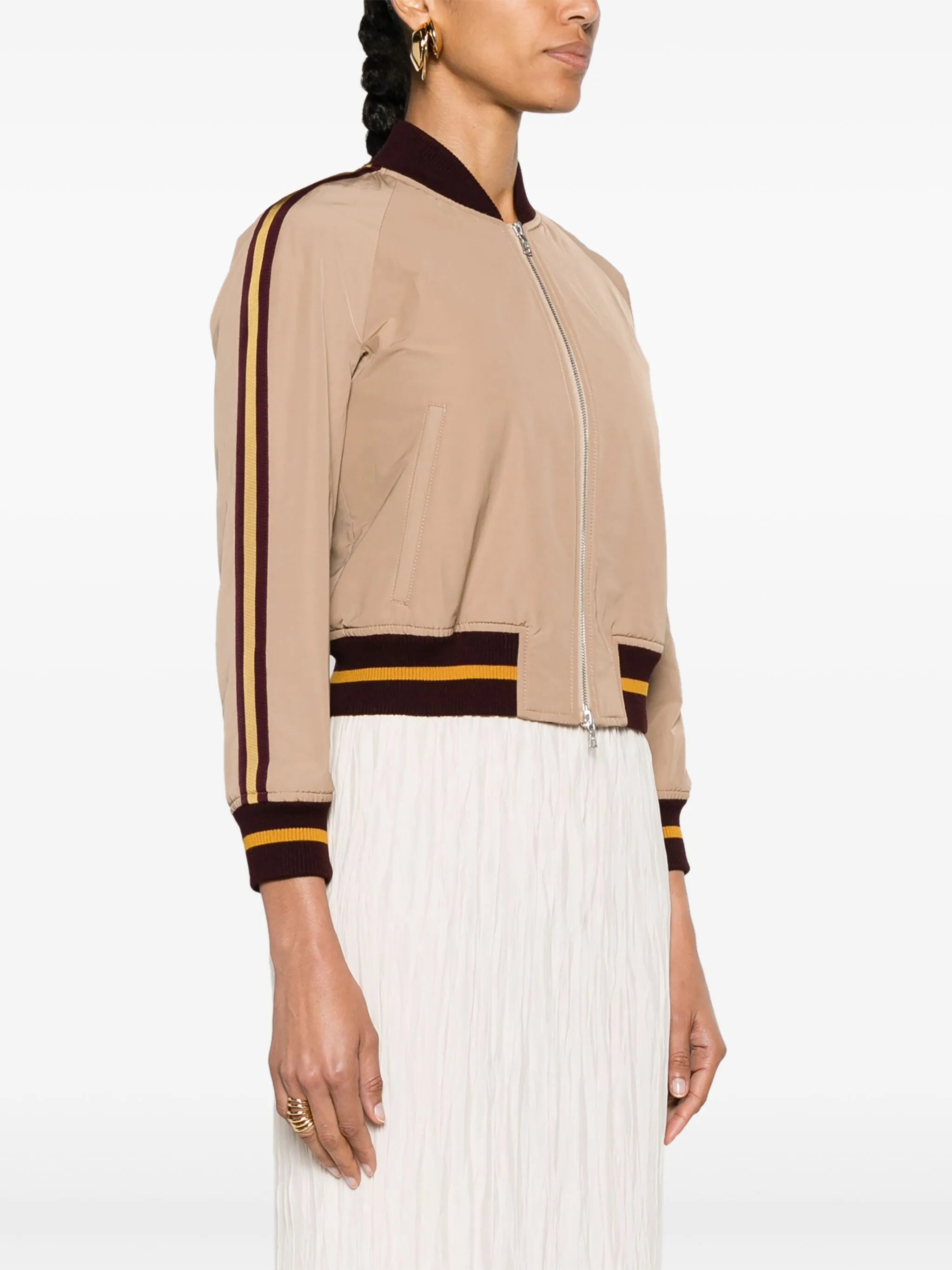 stripe-detail bomber jacket
