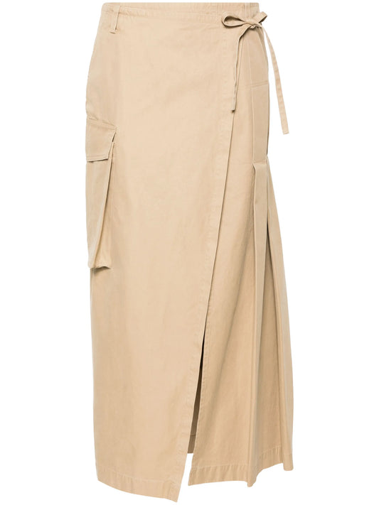 asymmetric midi wrap skirt