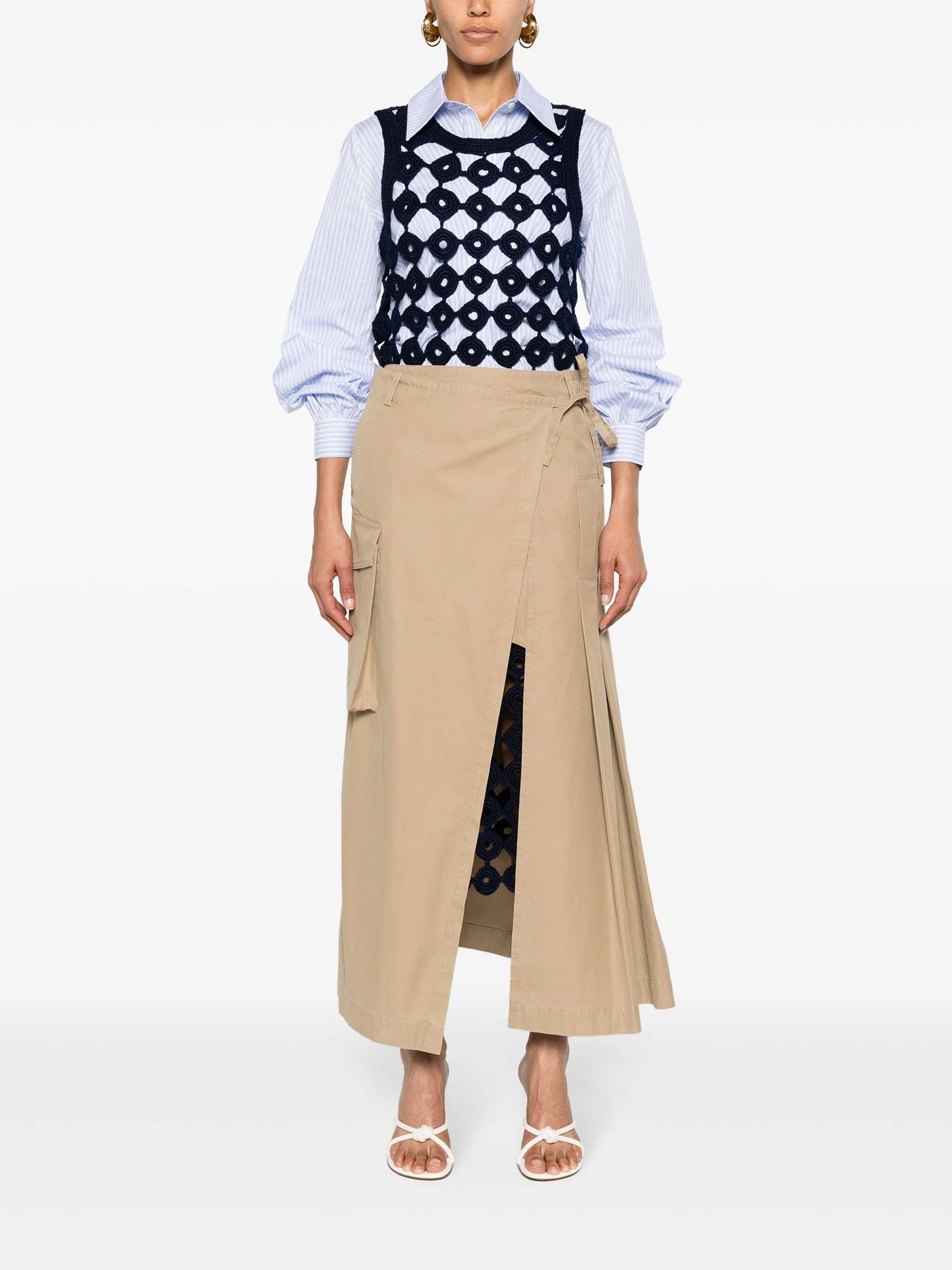 asymmetric midi wrap skirt