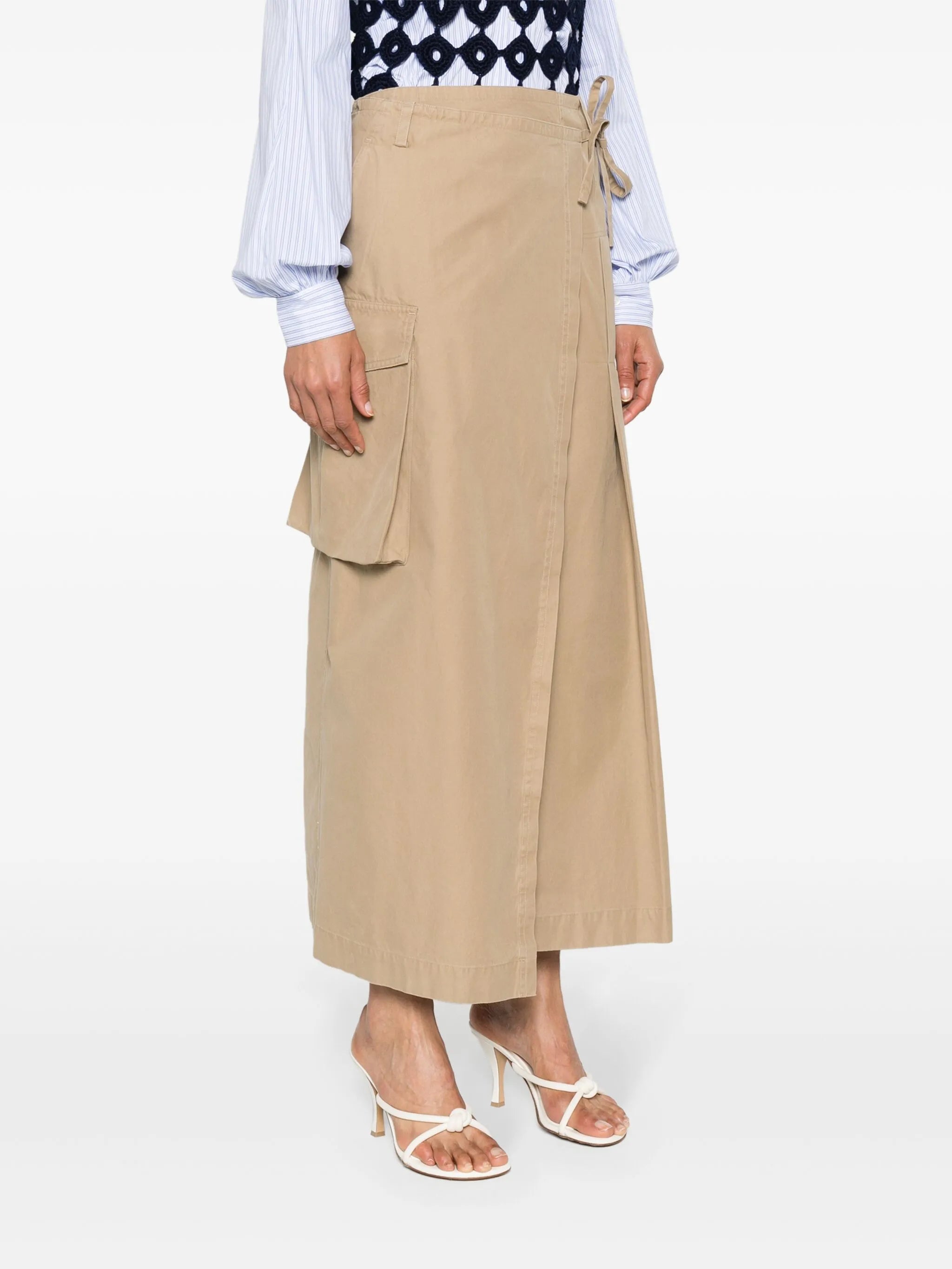 asymmetric midi wrap skirt
