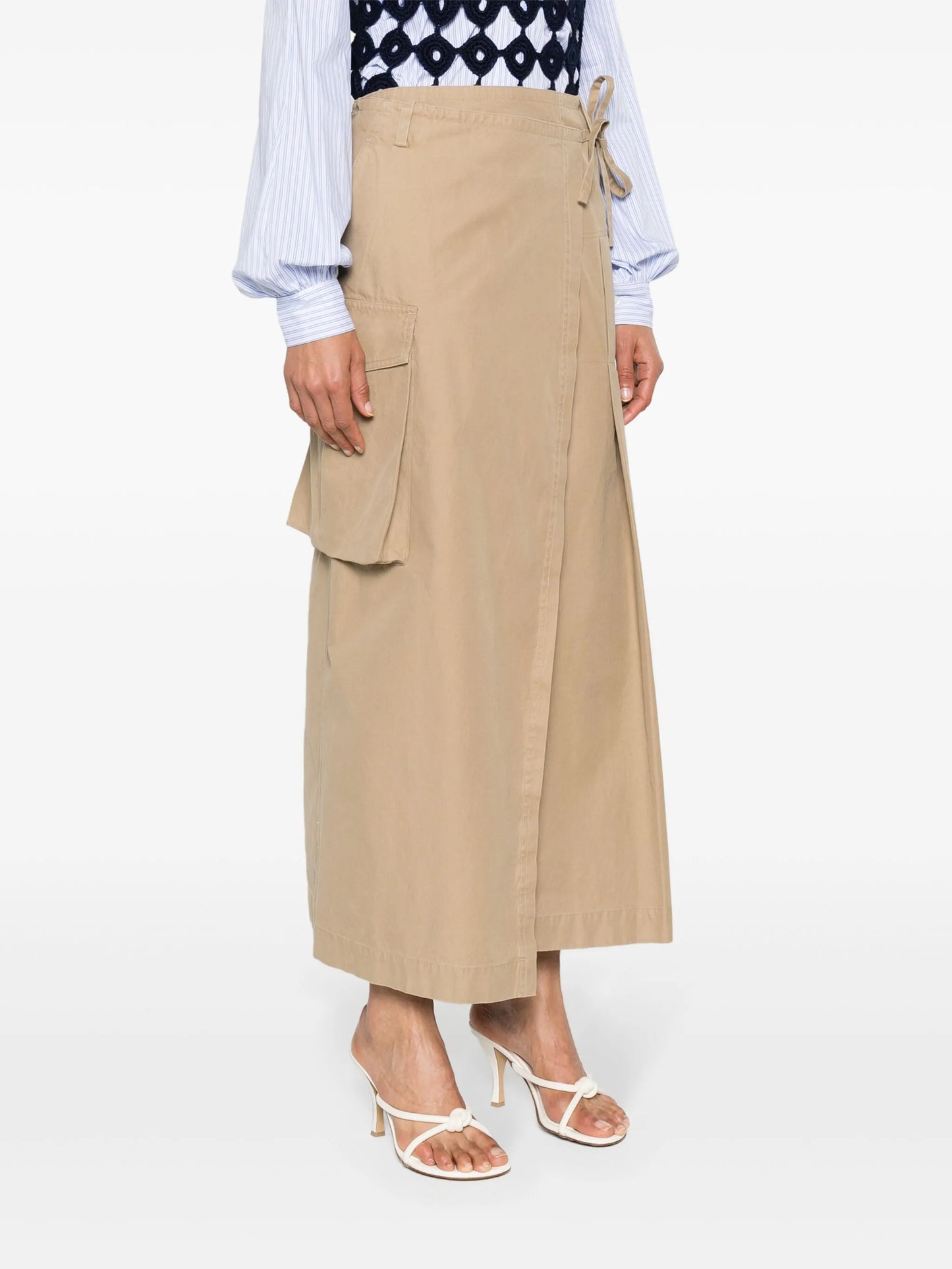 asymmetric midi wrap skirt