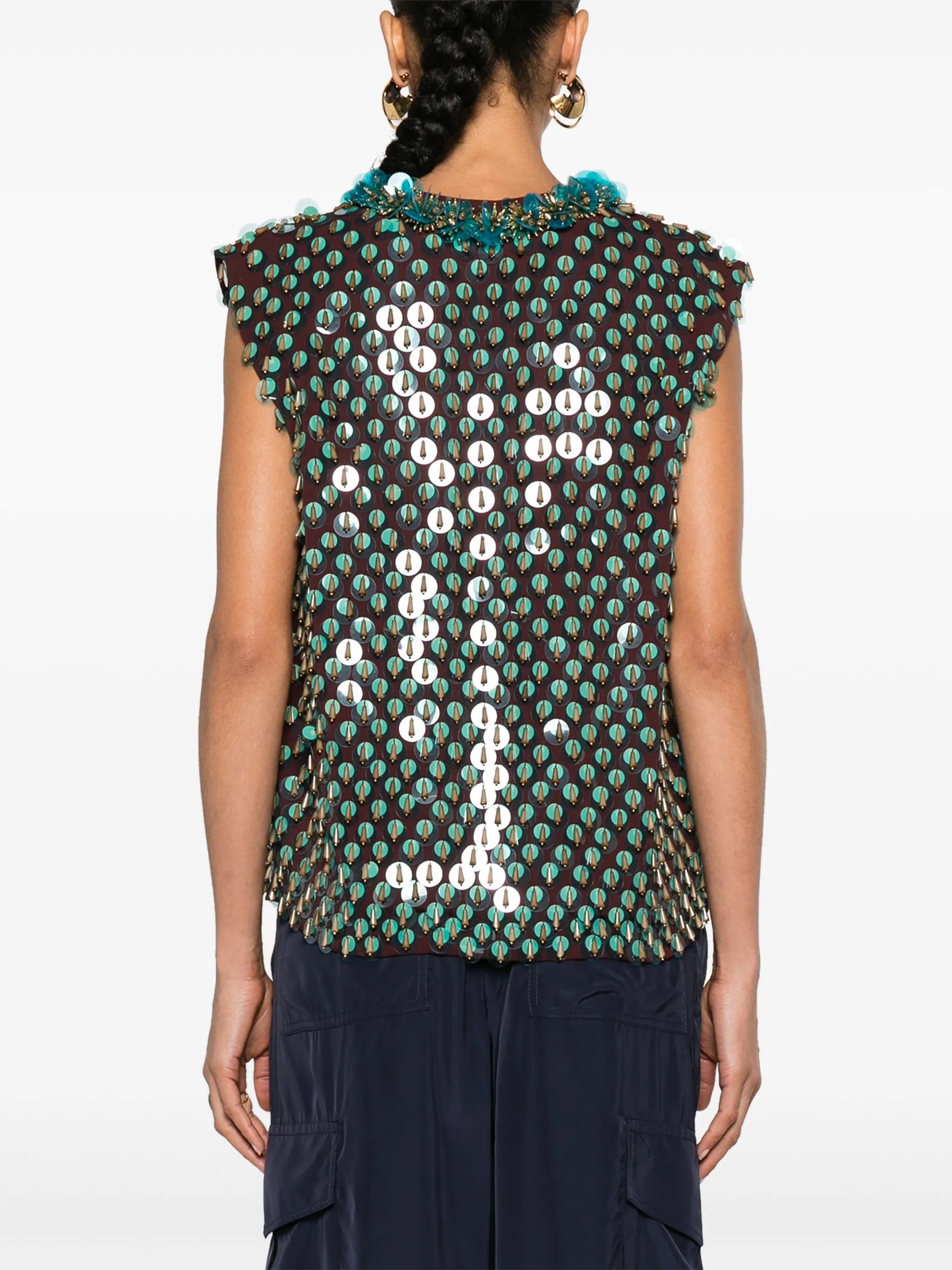 sequined V-neck tank top