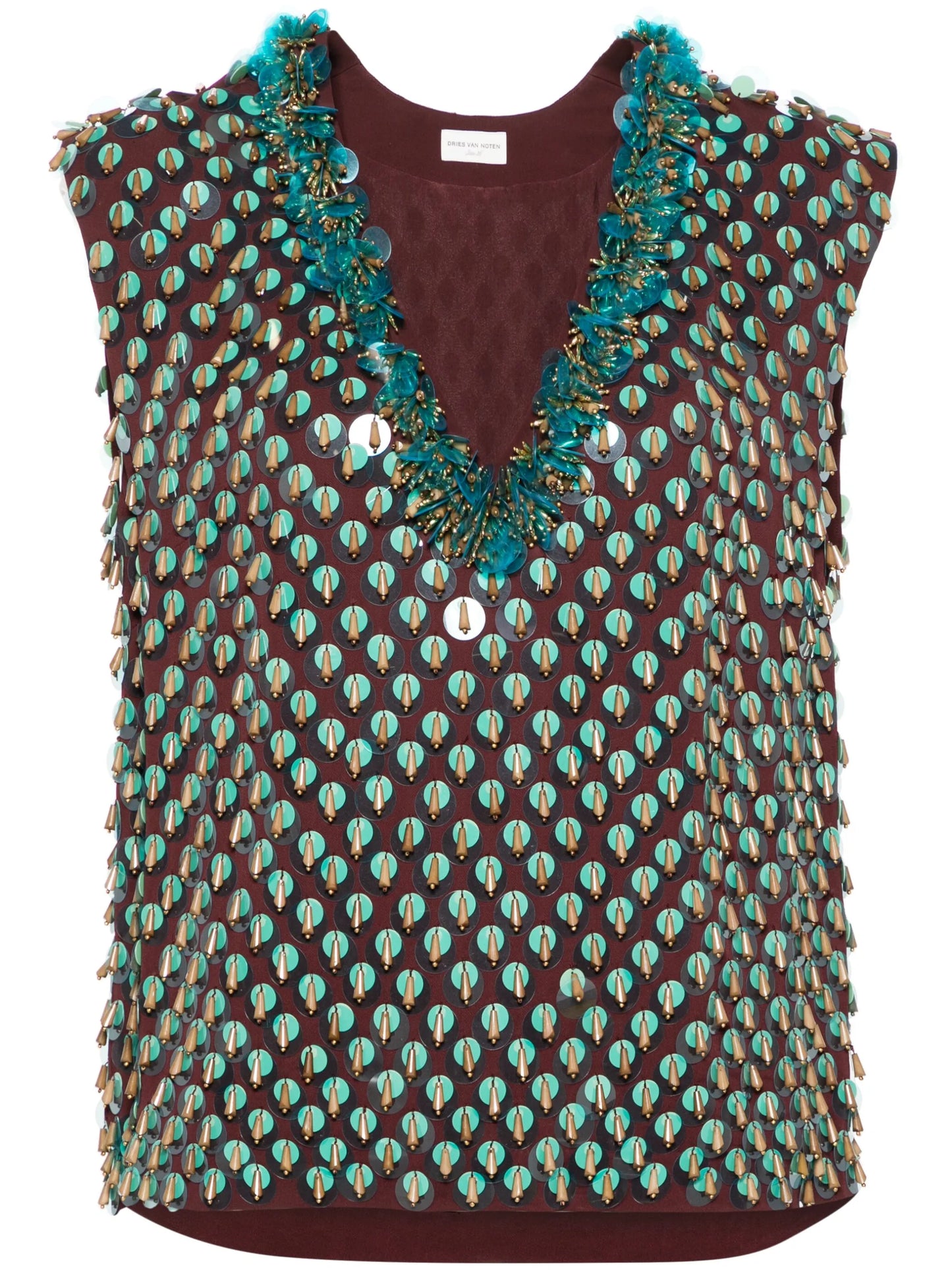 sequined V-neck tank top