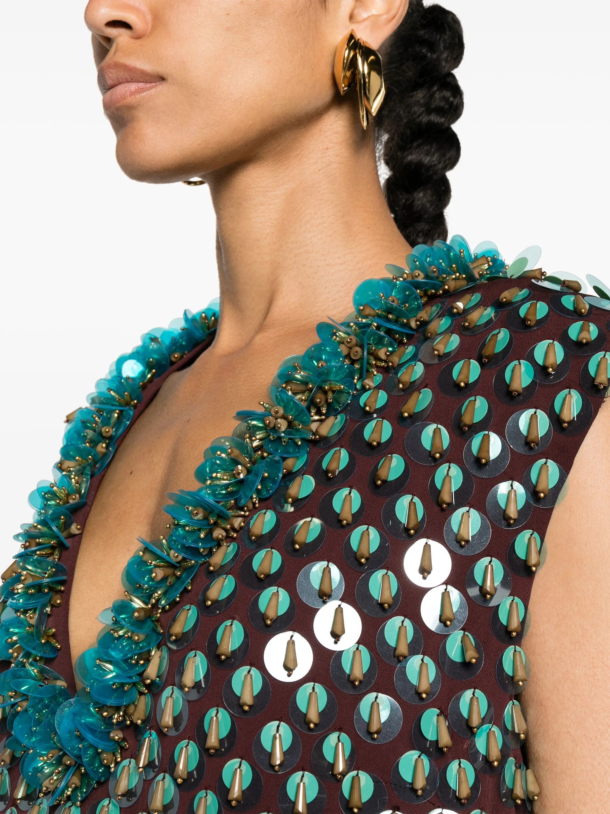 sequined V-neck tank top