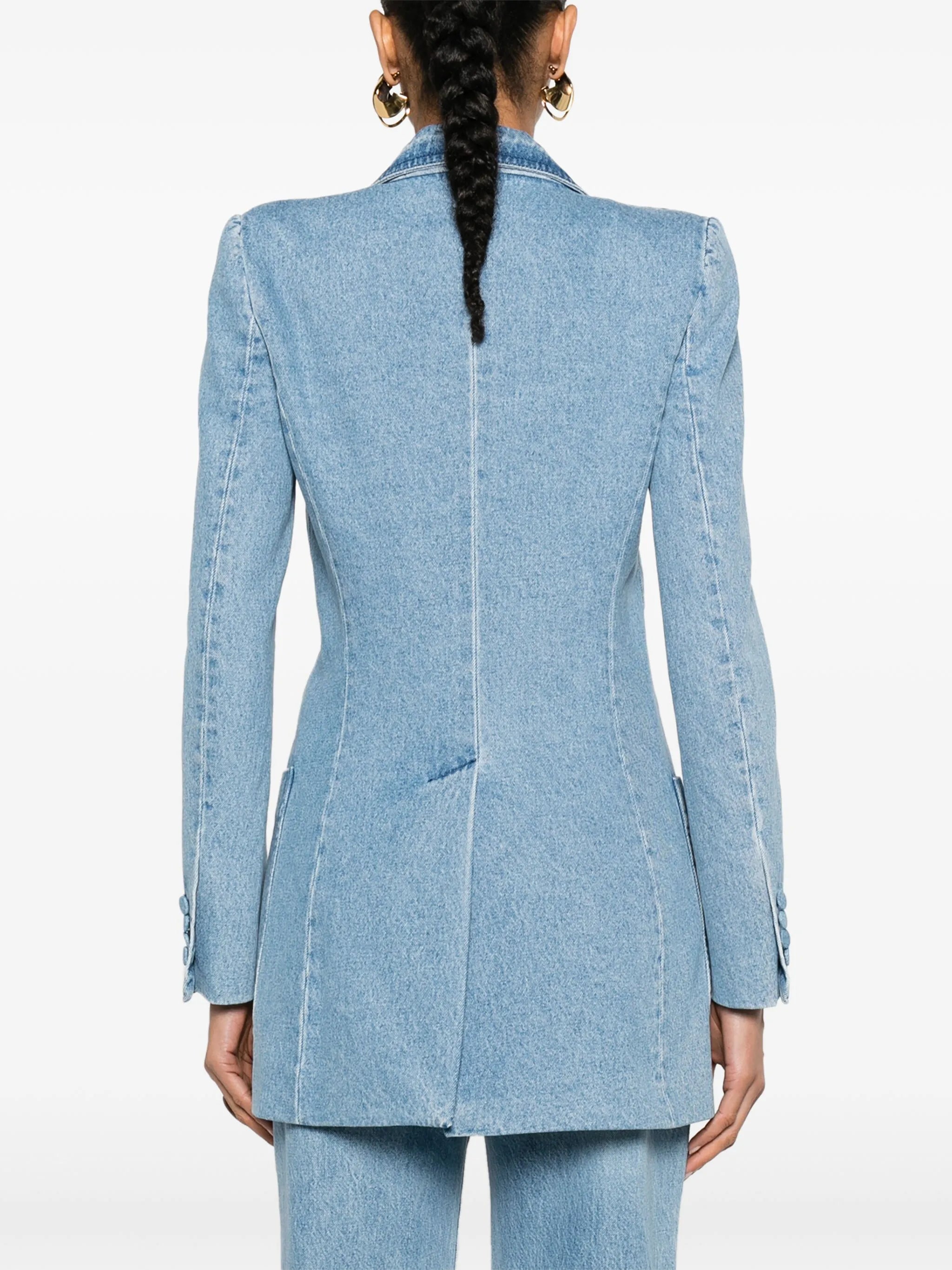double-breasted denim blazer