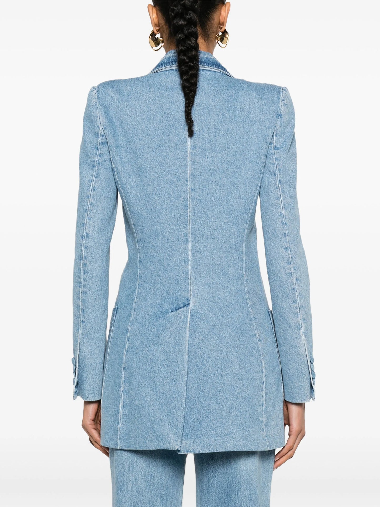 double-breasted denim blazer