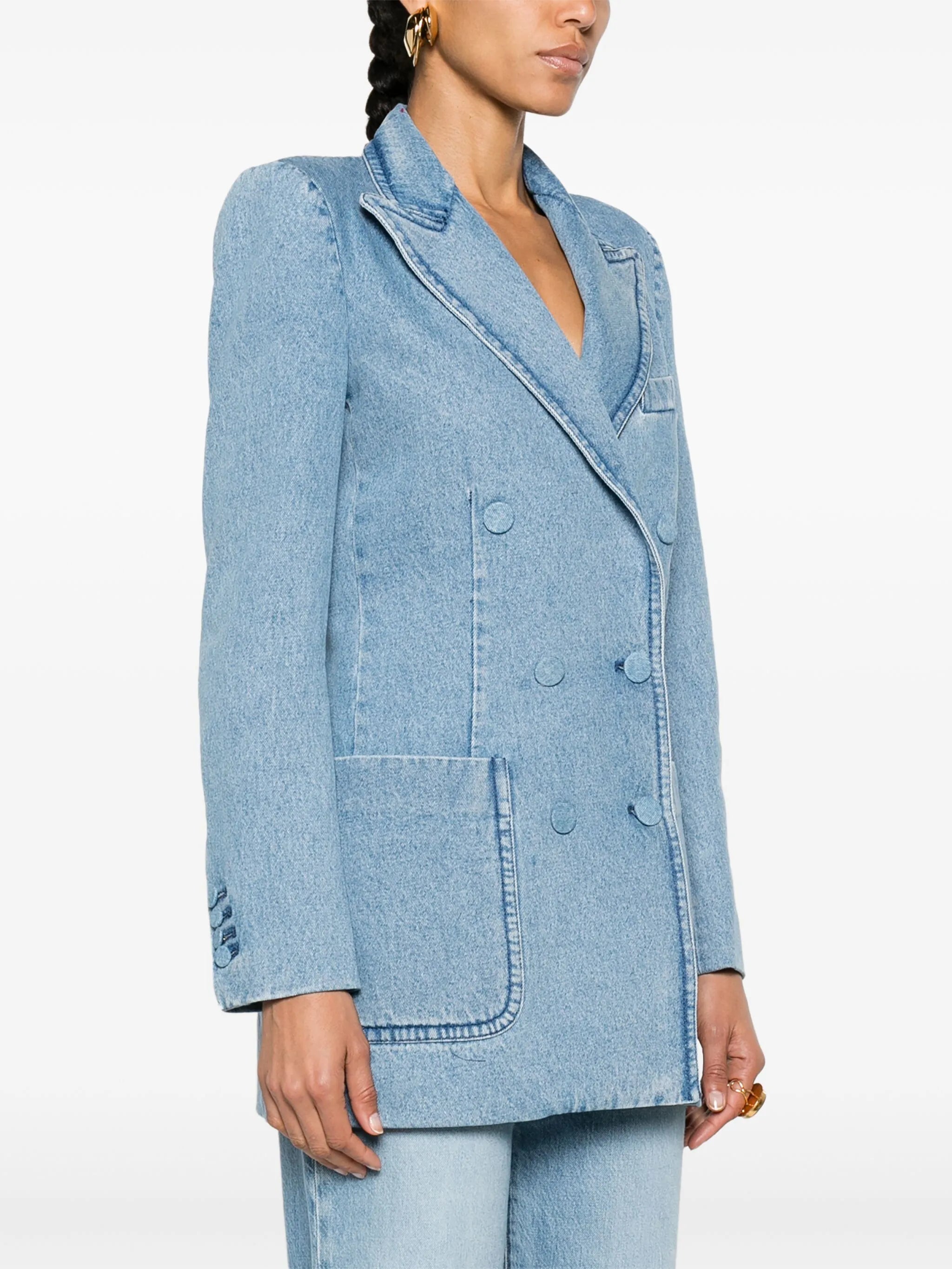 double-breasted denim blazer