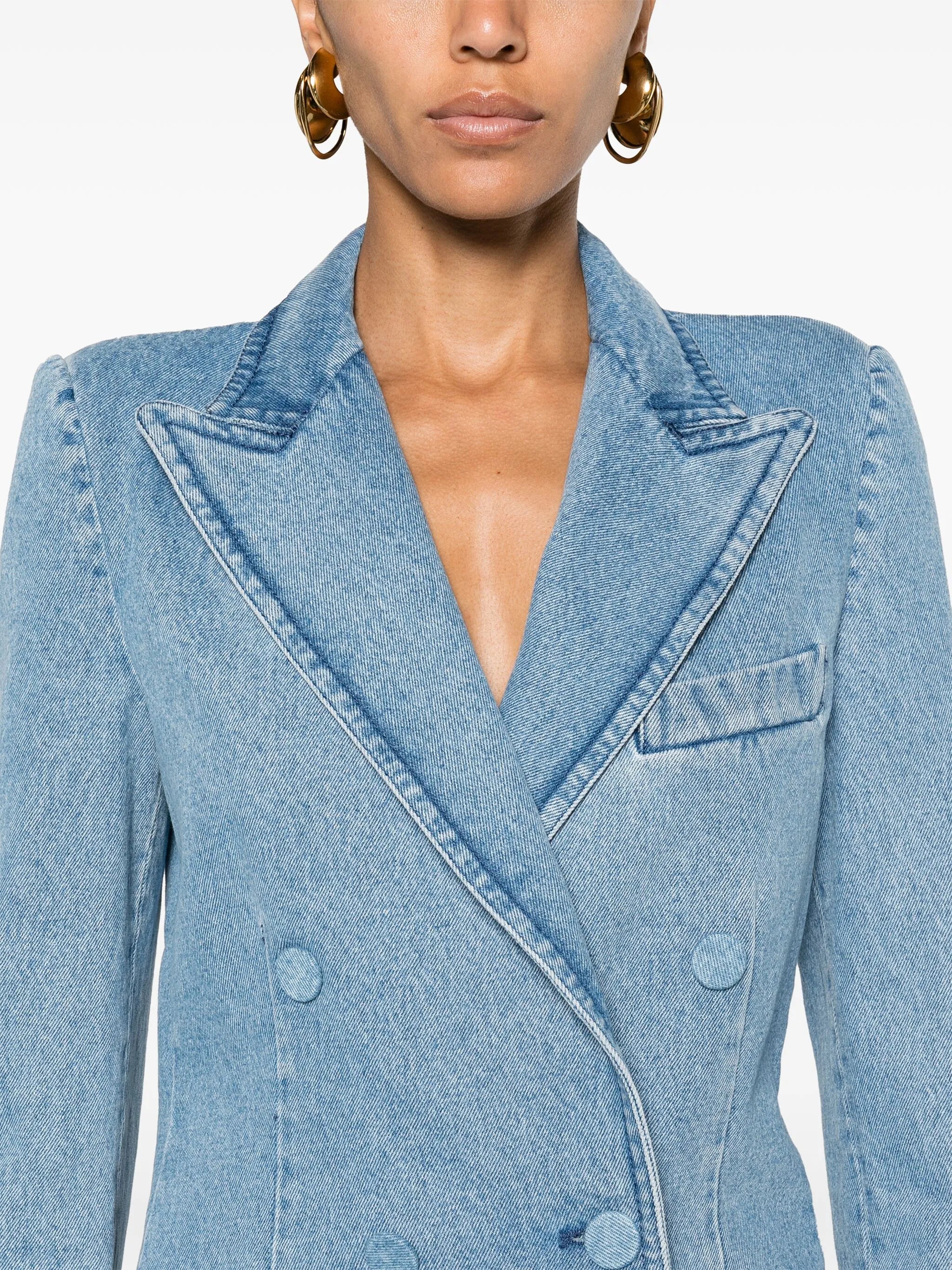 double-breasted denim blazer
